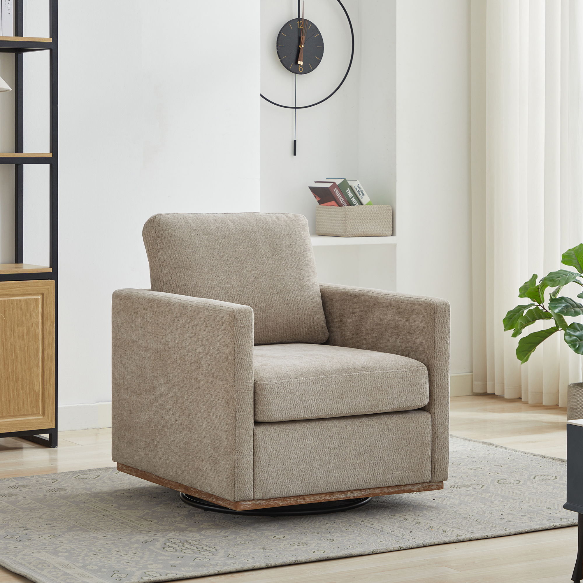 Square Upholstered Swivel Accent Chair For Living Room