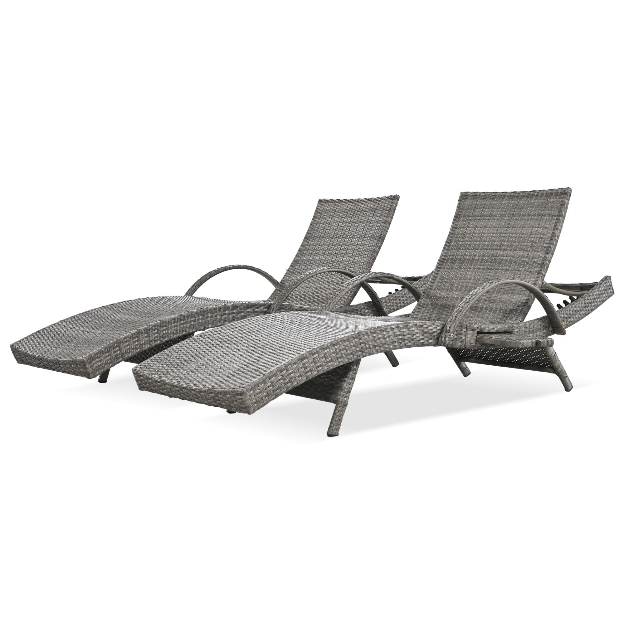 K&K 80" Outdoor Wicker Chaise Lounge Chairs Set of 2