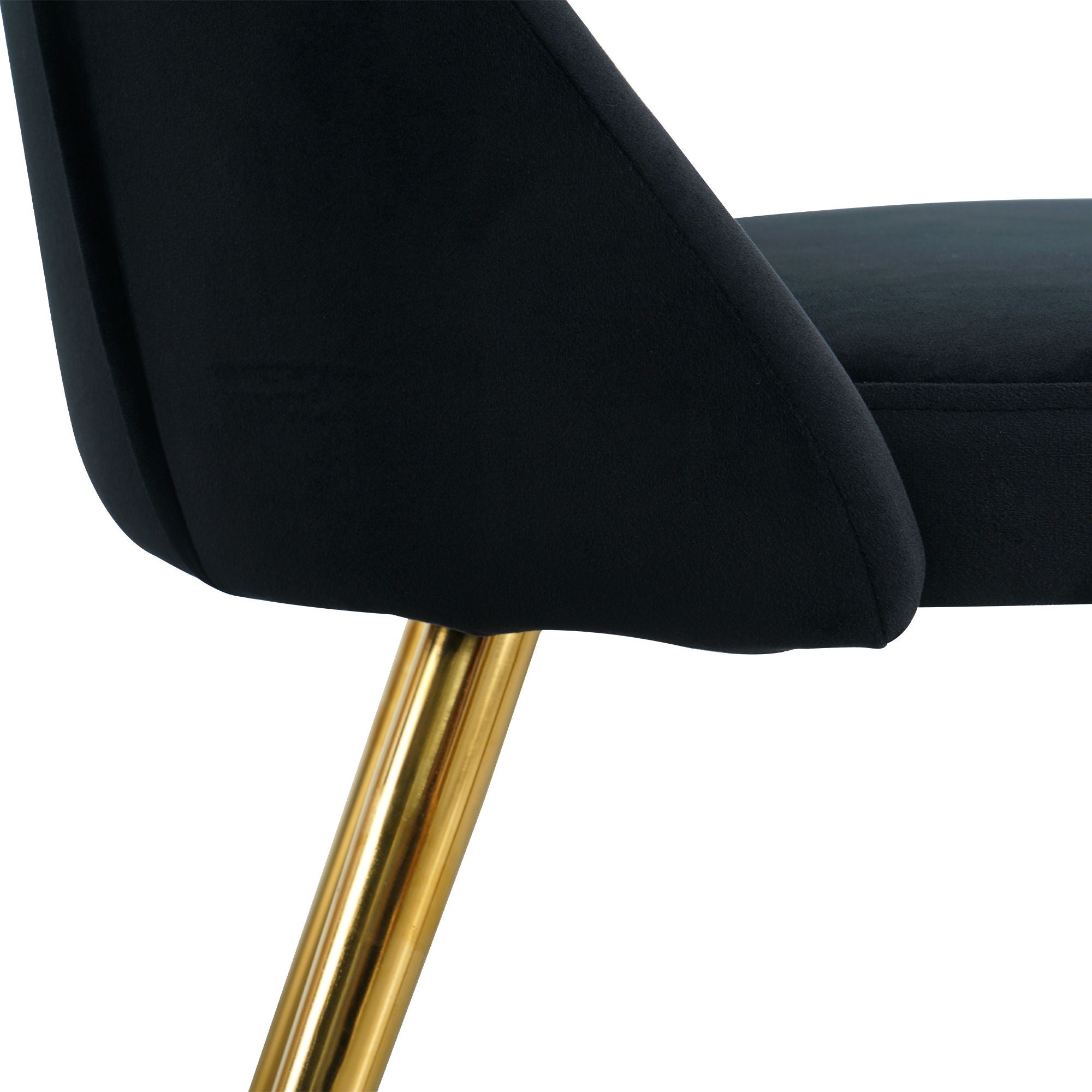 Modern Simple Velvet Dining Chair Set With Gold Metal Legs (Set of 4) - Black