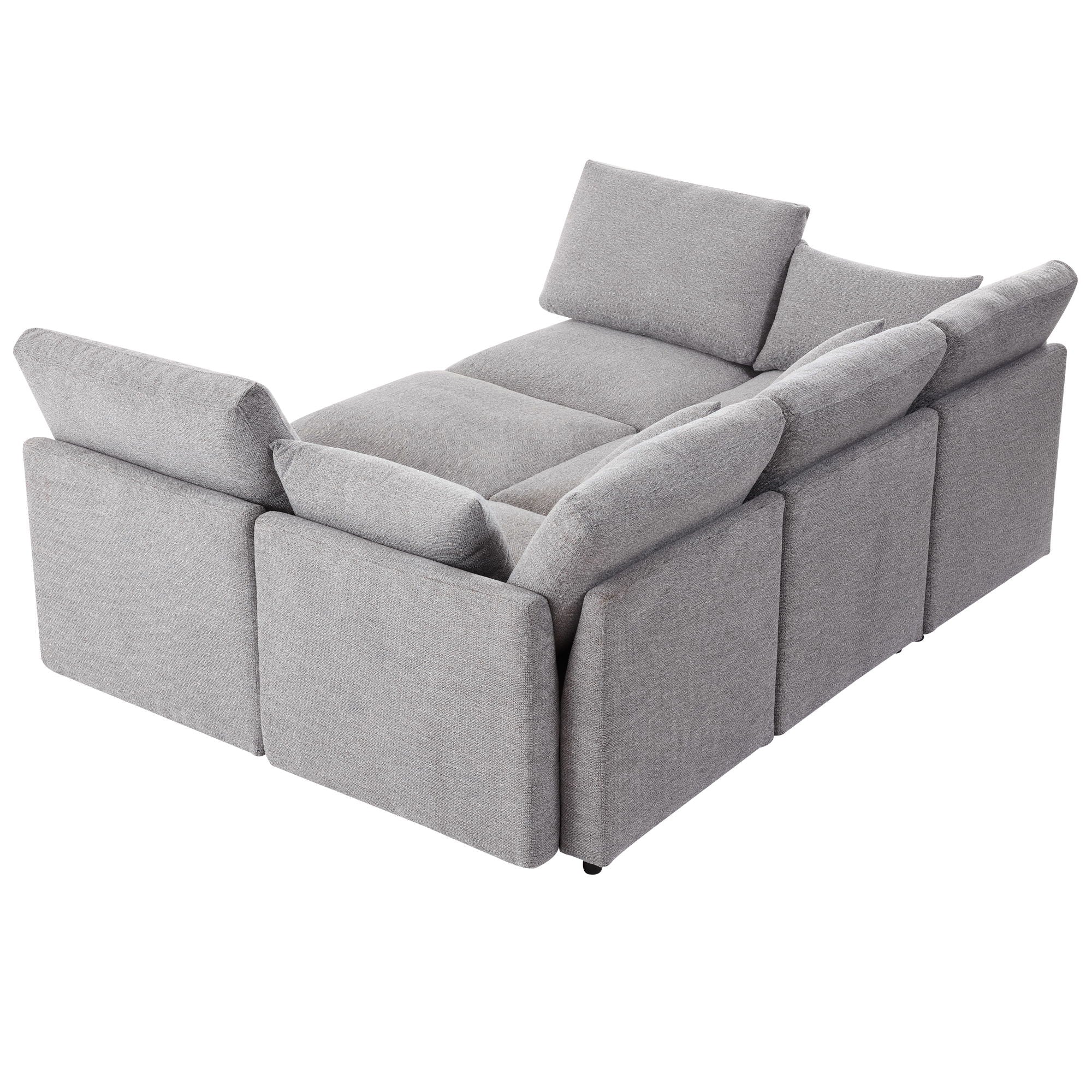 Sectional Sofa Modular U-Shaped With Ottoman & USB Ports