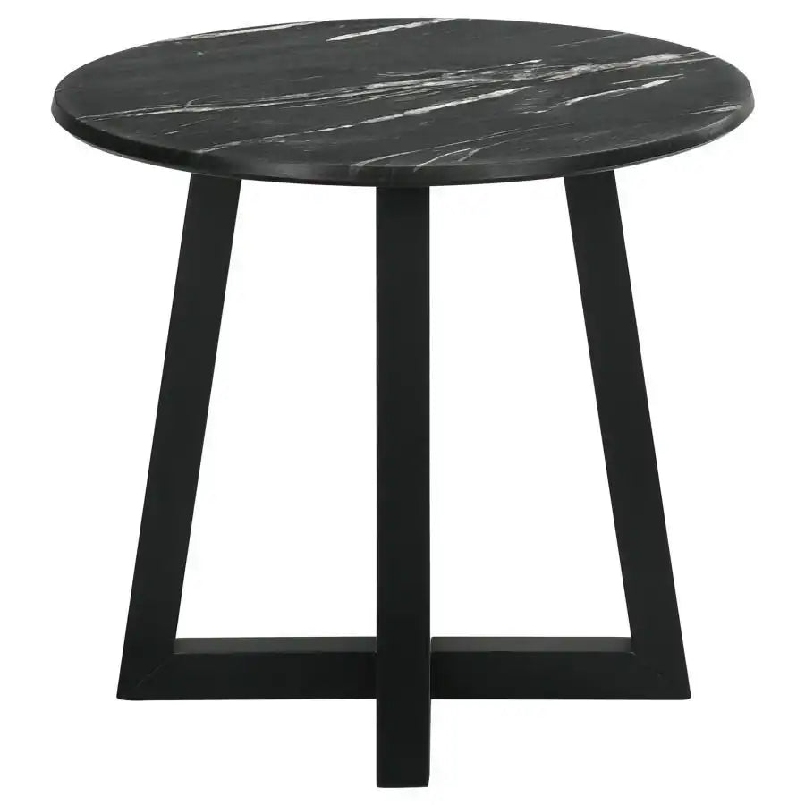 Skylark - Round Marble - Like Smart Top Side End Table - Black