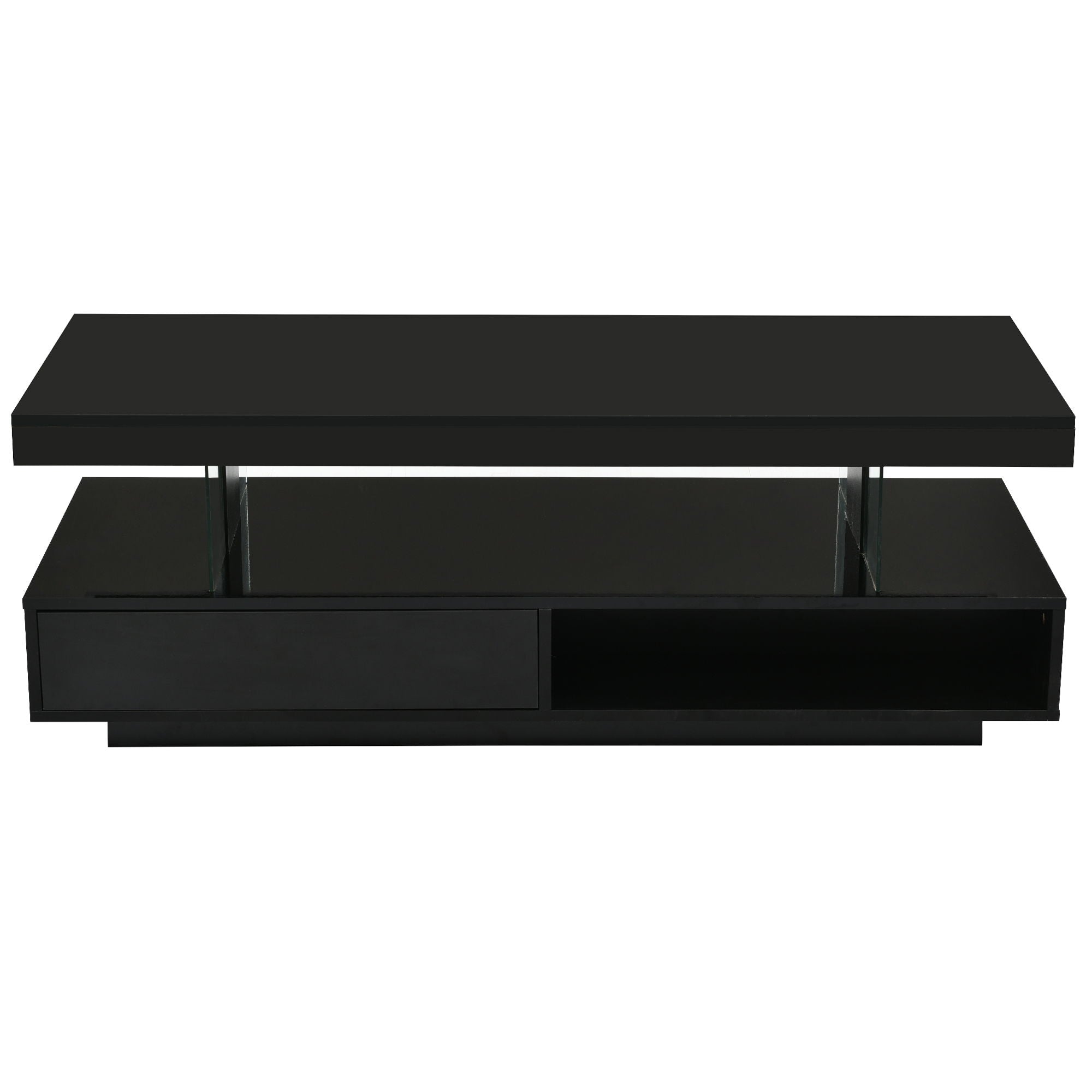 LED Coffee Table With 2 Drawers And Display Shelves