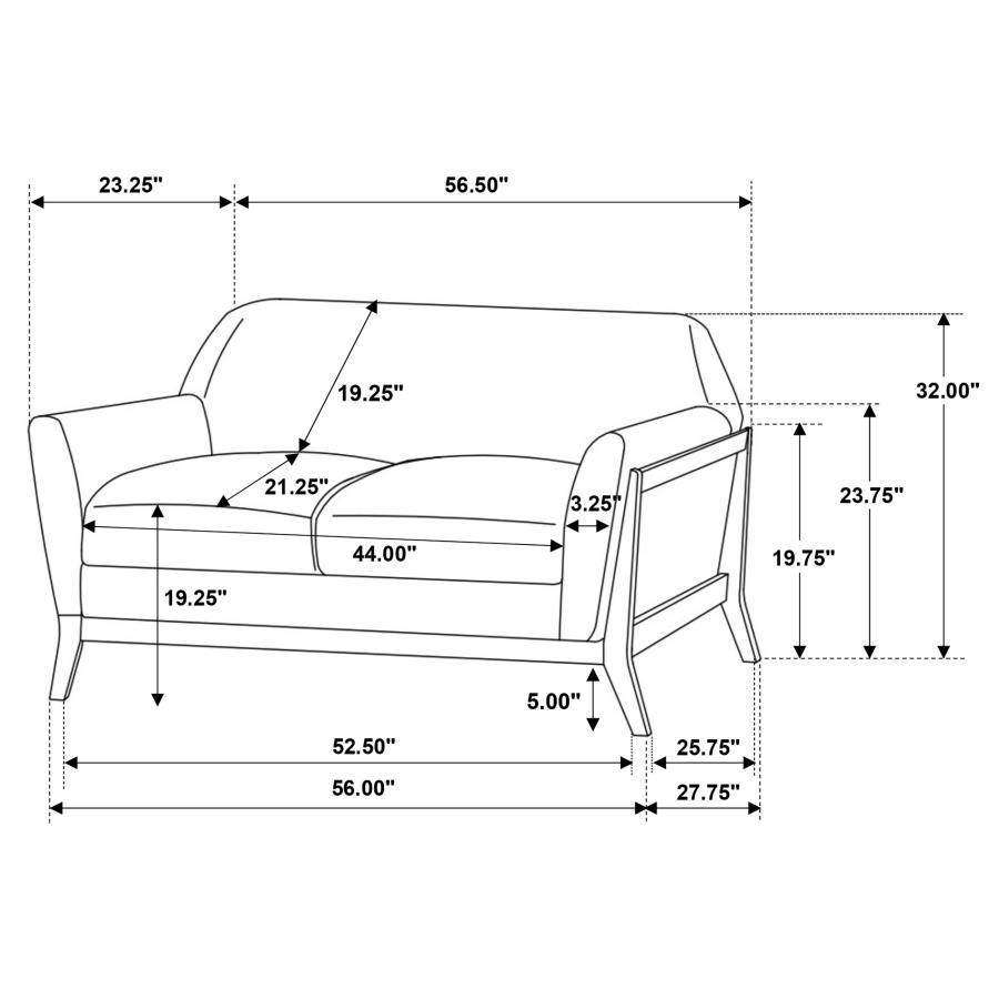 Vaughn - Fabric Upholstered Flared Arm Loveseat - Gray