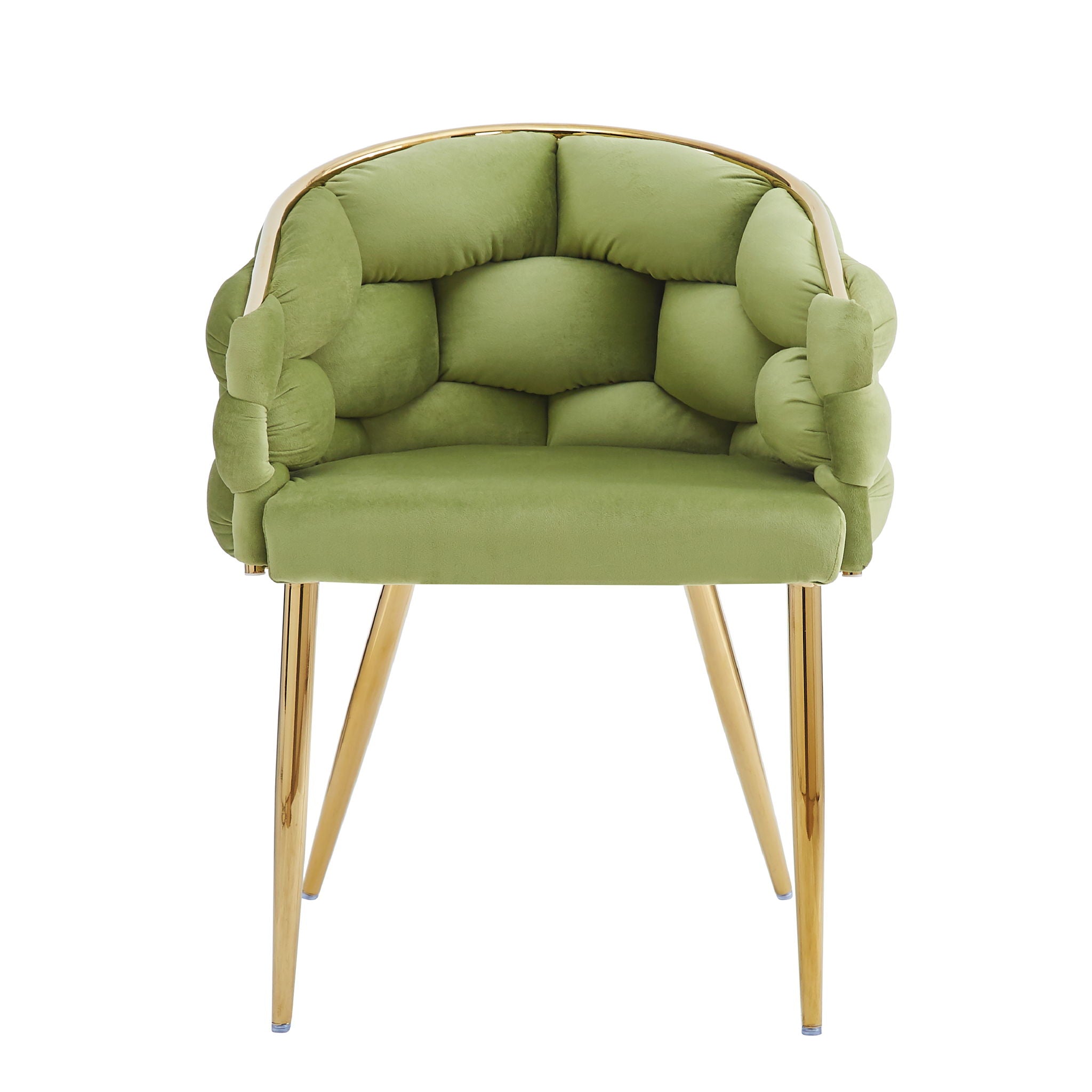 Luxury Handmade Accent Chair (Set of 2) With Gold Legs, Modern Green Velvet Armchair For Living Room And Bedroom - Green