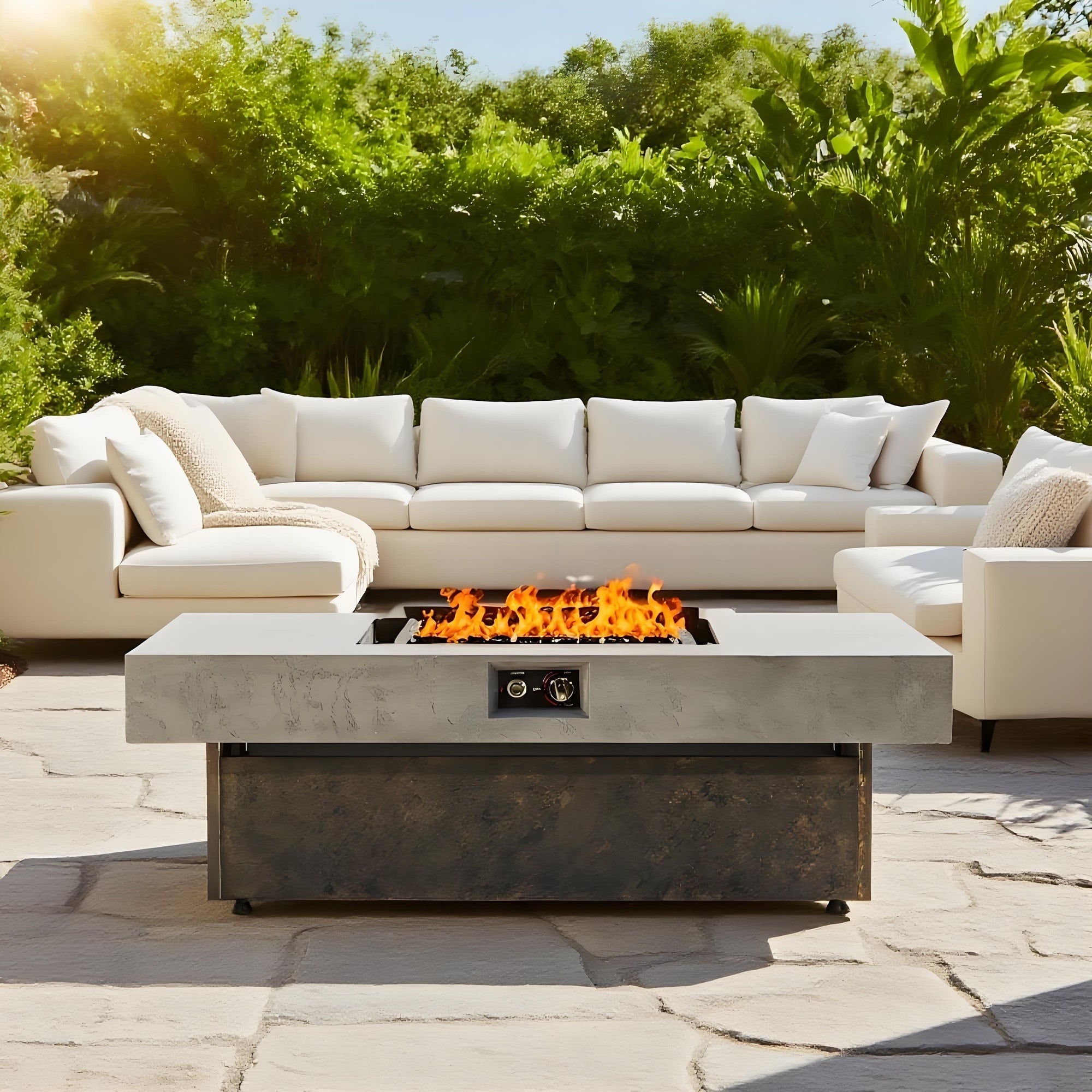 Tabletop Propane Fire Pits 55 x 23 in, 50,000 BTU Outdoor Firepit Table