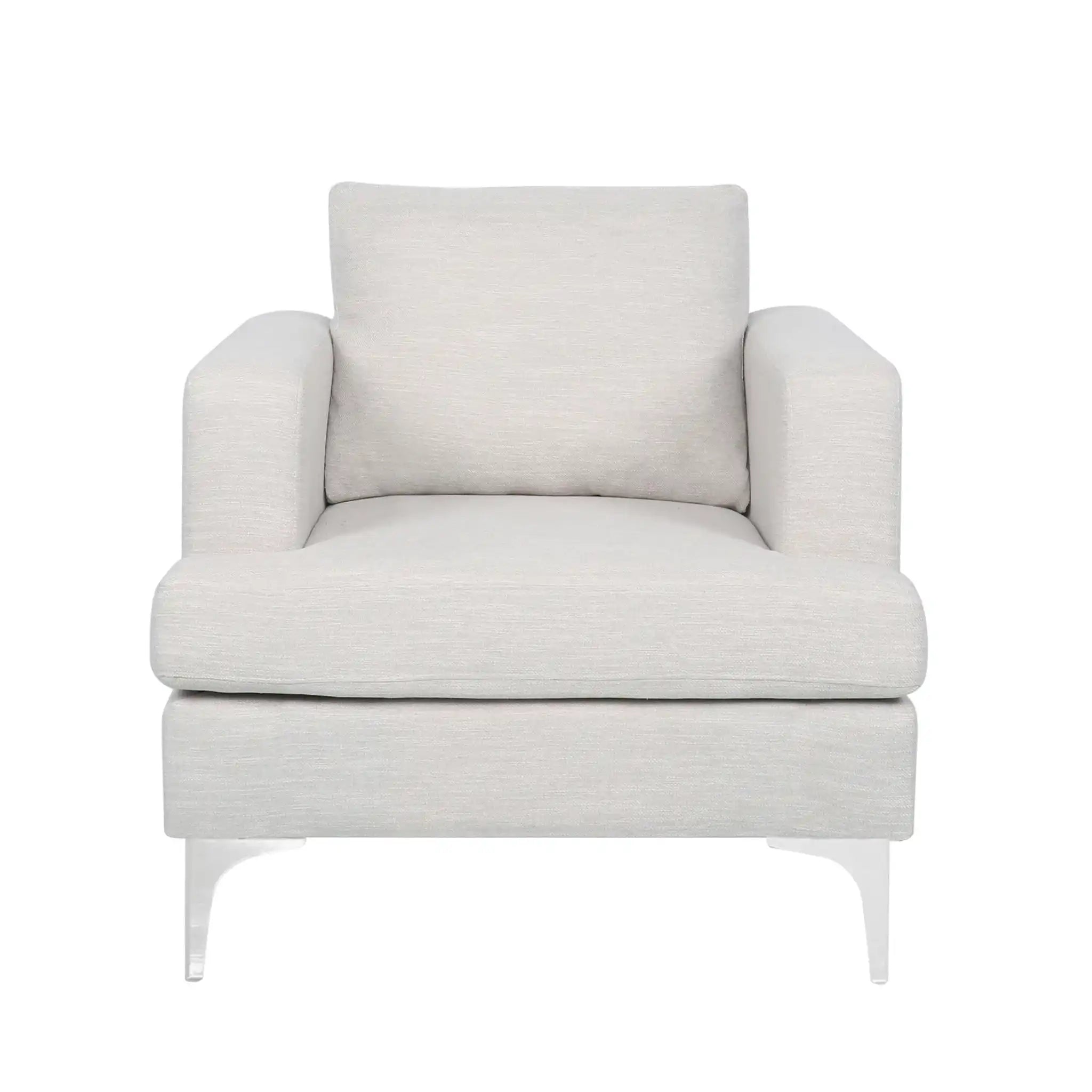Upholstered Fabric Club Chair With Iron Legs - Beige