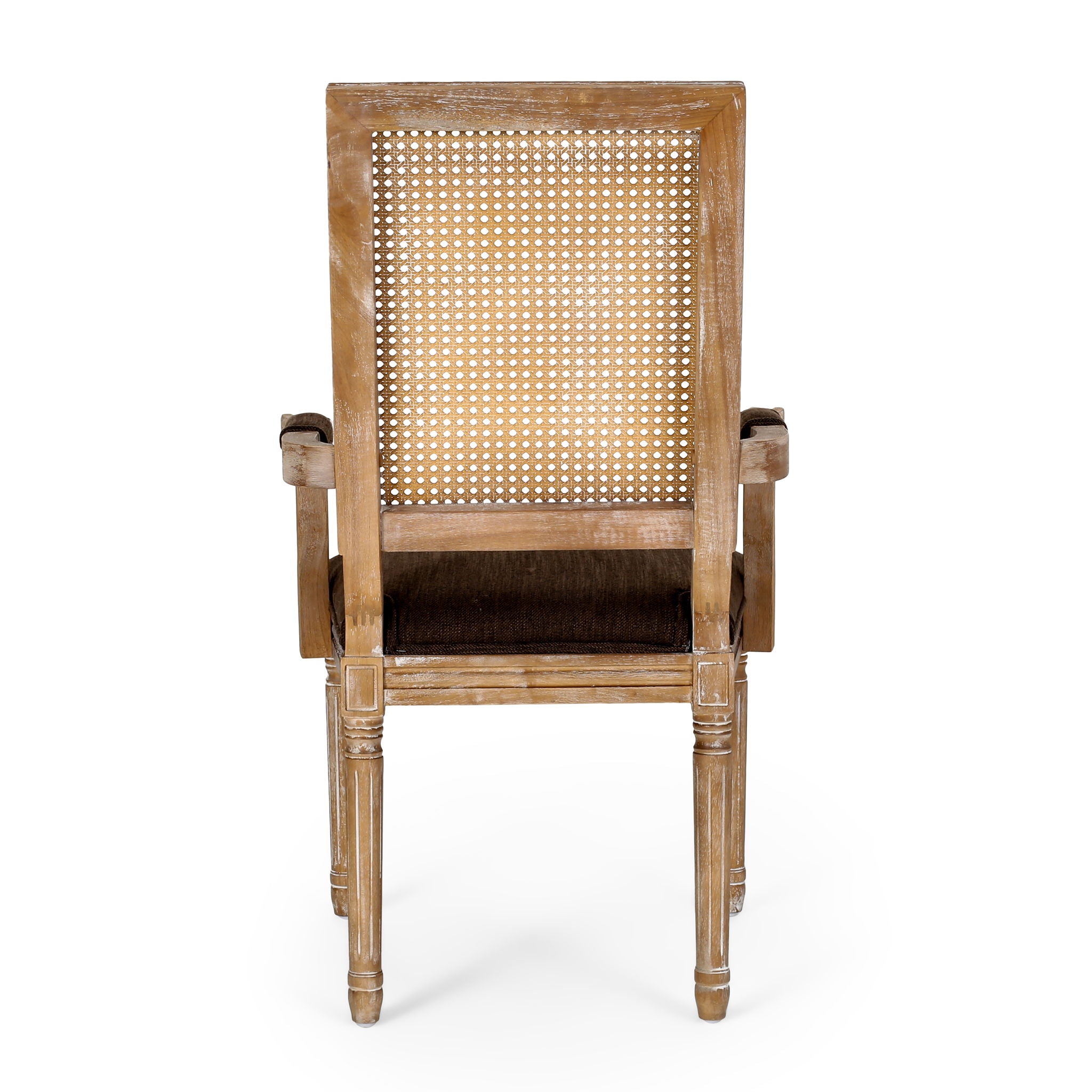 Elegant French Country Style Dining Chair With Cane Backrest