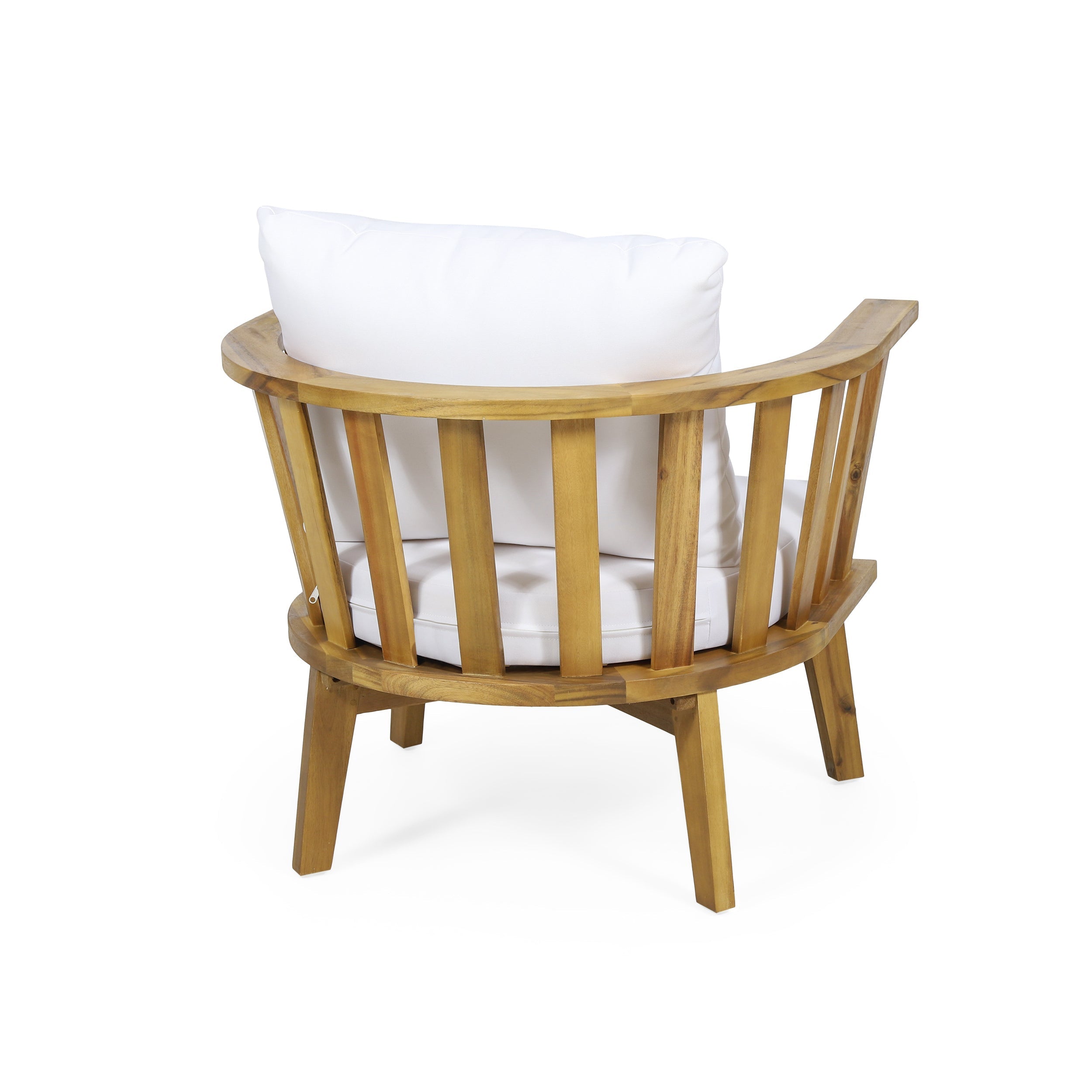 Outdoor Club Chair with Curved Backrest and Acacia Wood Frame