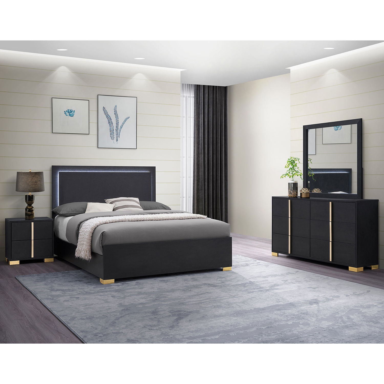 Jeremiah - 4 Piece Bedroom Set With LED Headboard