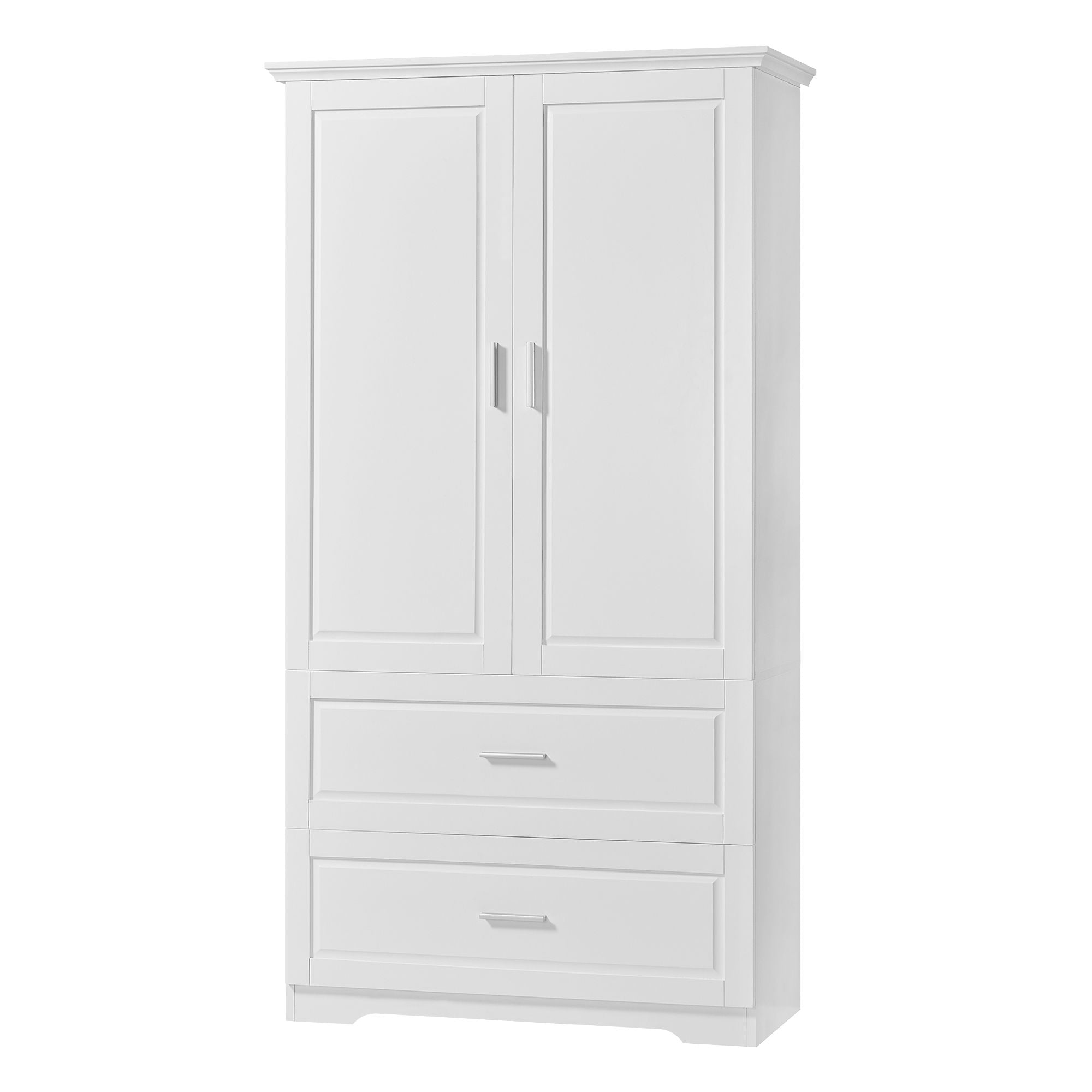 Tall Bathroom Storage Cabinet, Cabinet With 2 Doors And Drawers, Adjustable Shelf