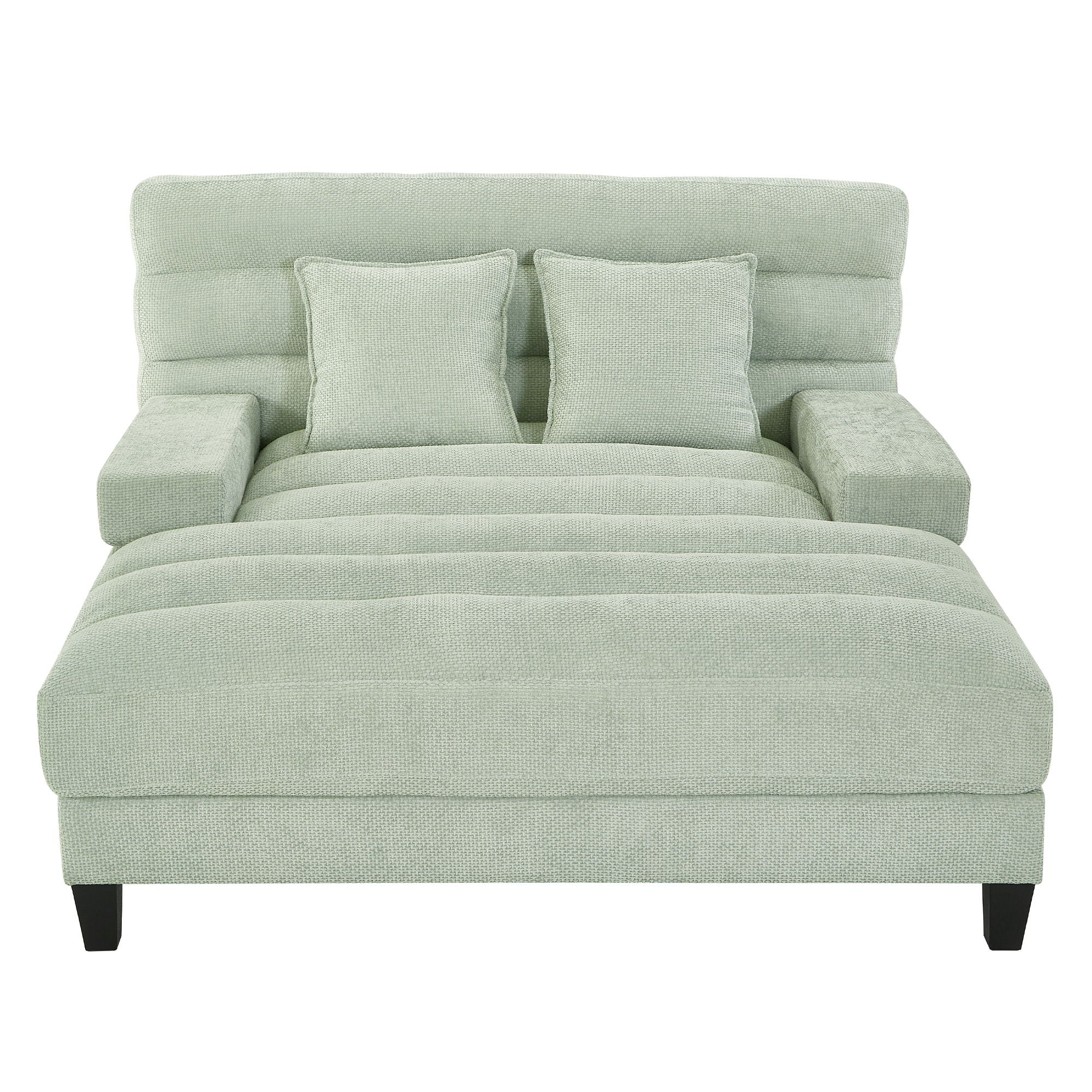 Chaise Bed Lounge Sofa Chair With Adjustable Backrest And LED Light Strip - Green