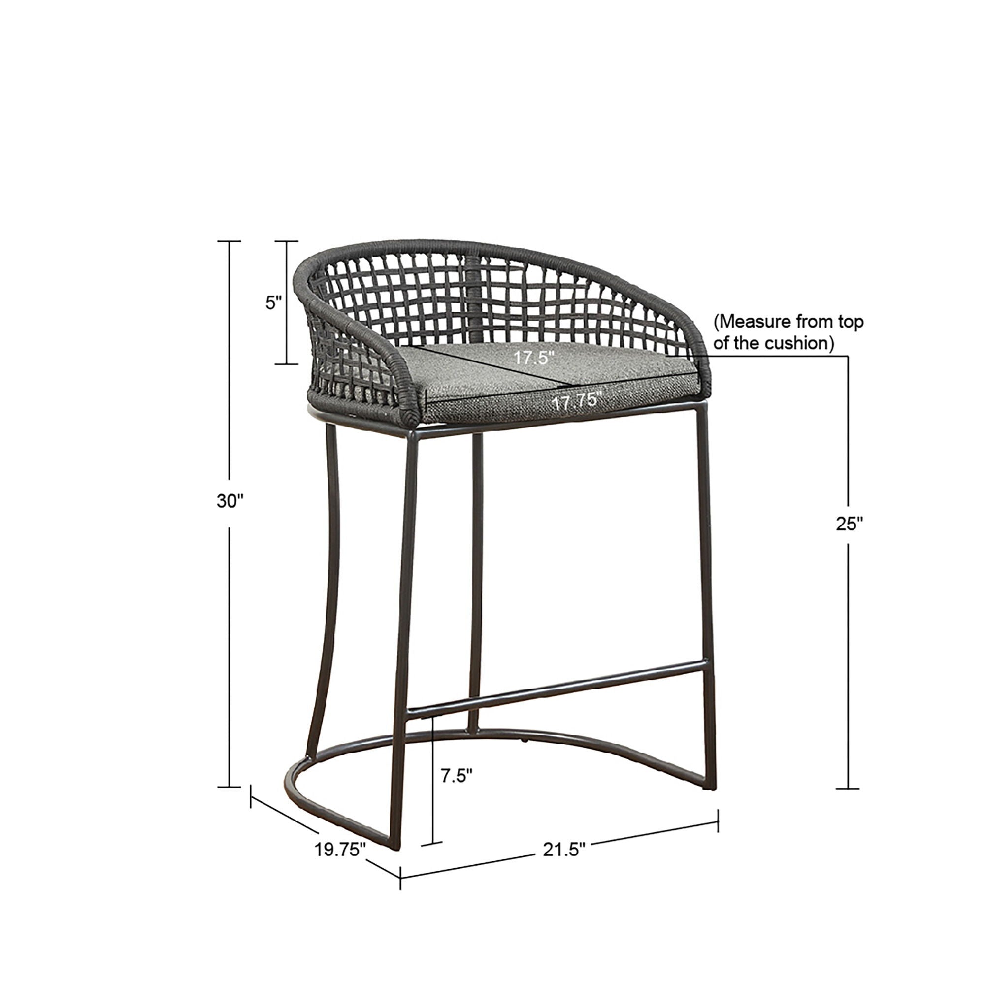 Coastal Woven Counter Stool With Upholstered Seat