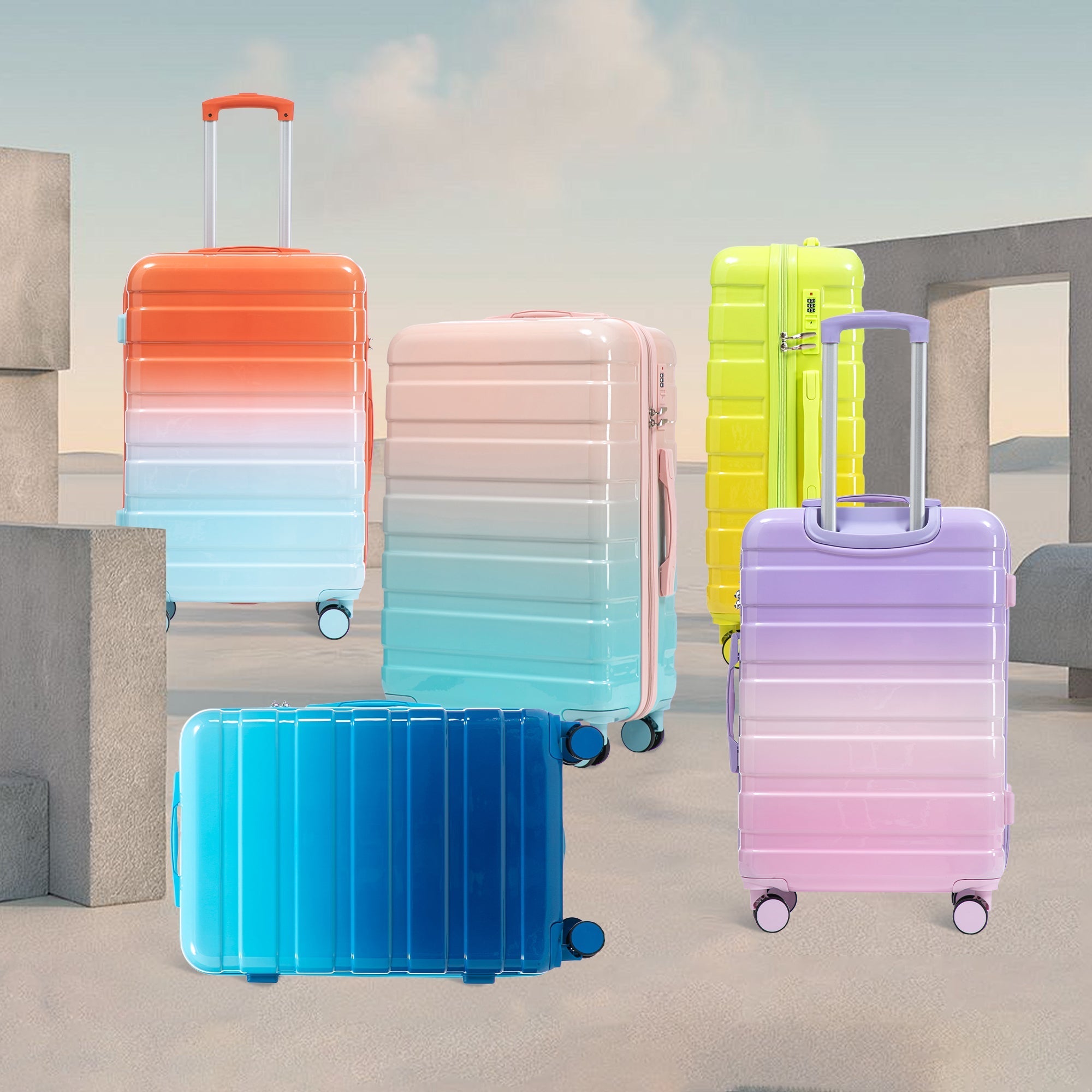 3-Piece PC Spinner Wheel Luggage Set with Gradient Color