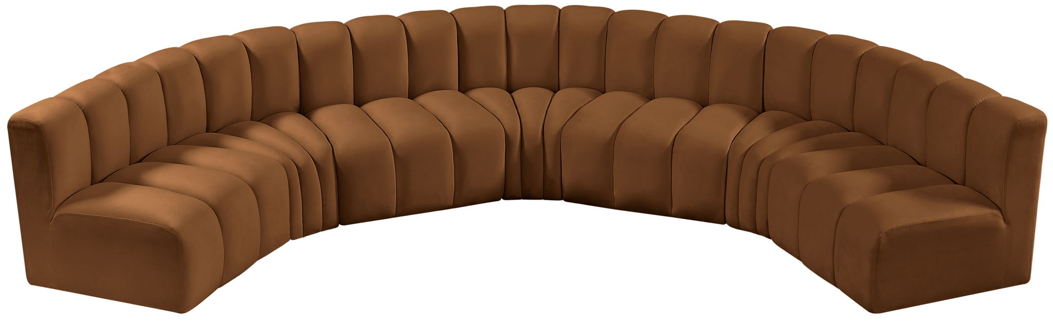 Arc - Velvet 7 Piece U-Shaped Modular Sofa - Saddle