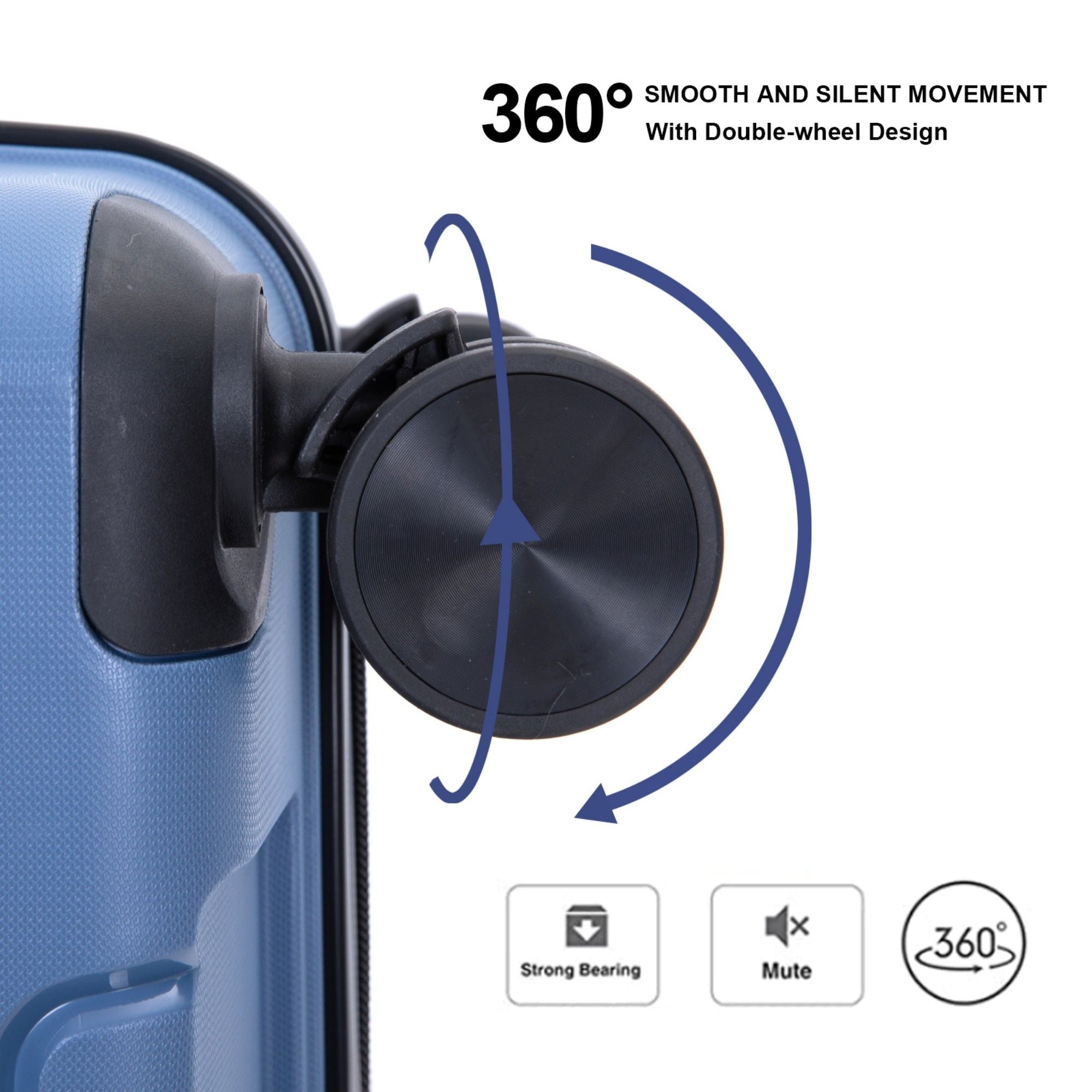 Hardshell Suitcase Spinner Wheels Pp Luggage Sets Lightweight Durable Suitcase With Tsa Lock, 3 Piece Set (20/24/28) - Blue
