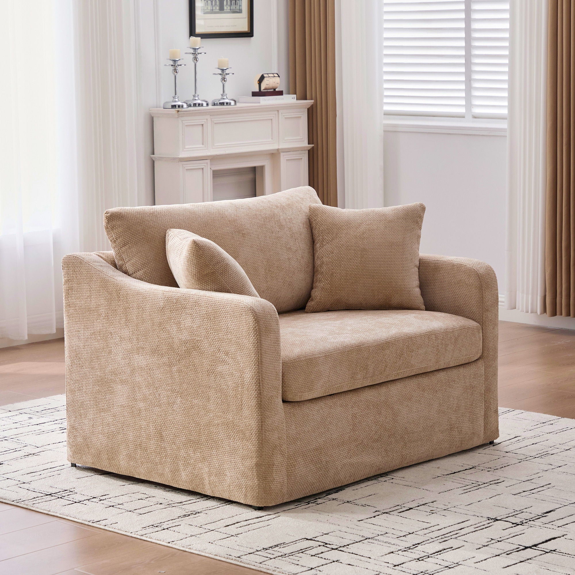 Accent Chair With 2 Bolster Pillows