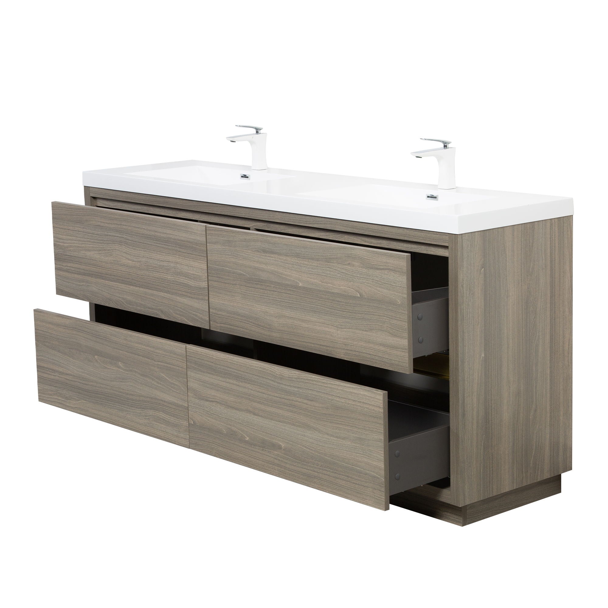 Bathin Freestanding Bathroom Vanity With Double Sinks, Bathroom Storage Vanity Cabinet With Stone Resin Countertop And Soft Close Drawers