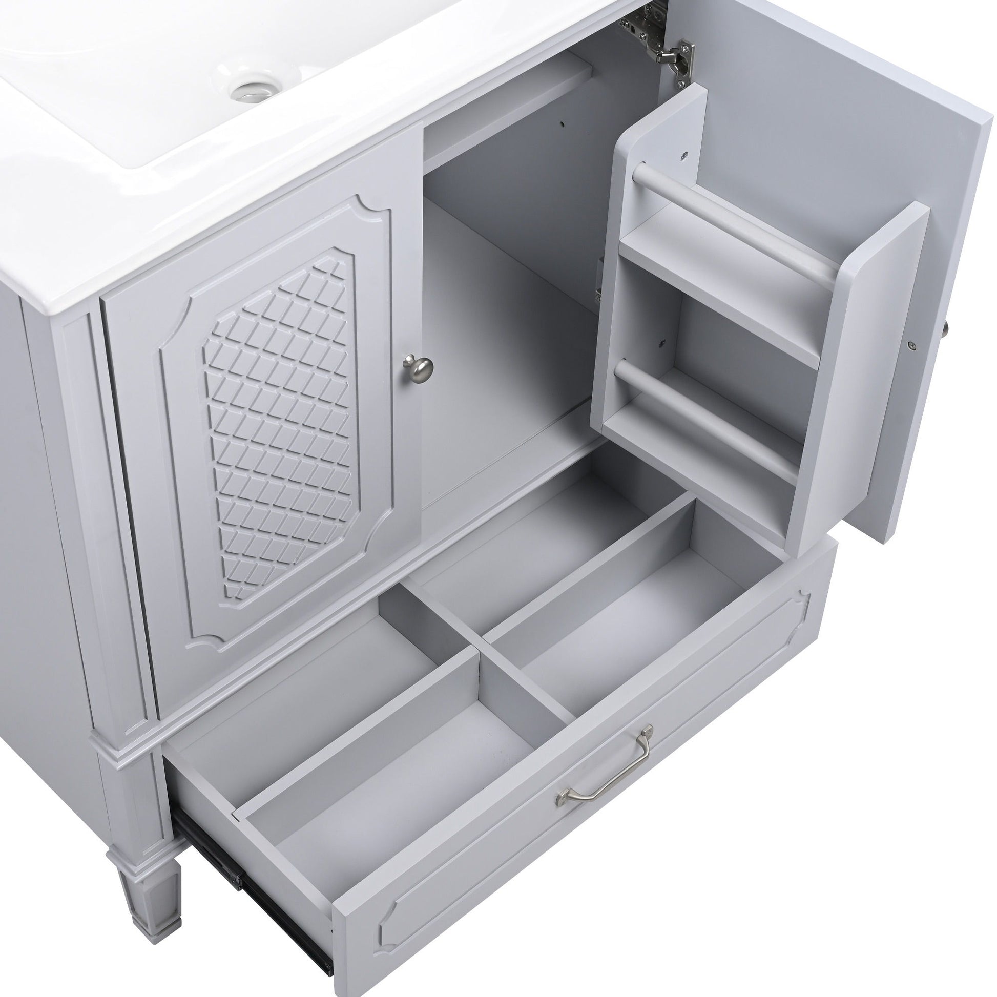 Vintage Style Bathroom Vanity With Sink, Multi Functional Storage, Soft-Closing Door - Best Buy Furniture