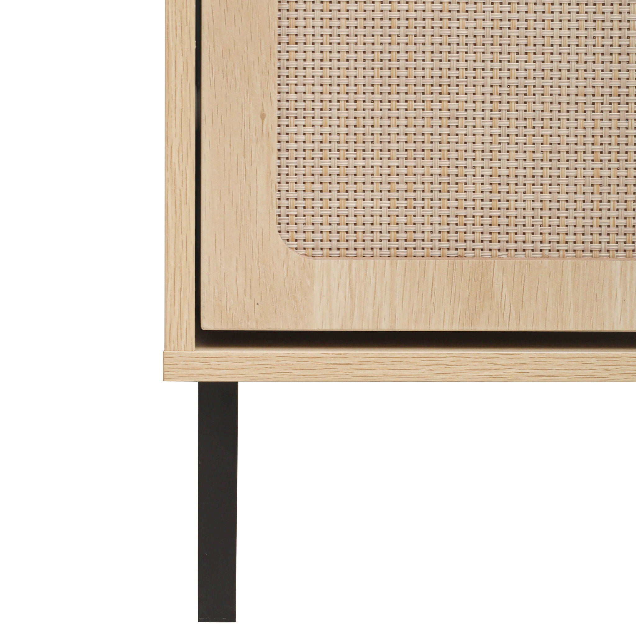 Modern Rattan 5 Door Shoe Storage Cabinet For Entryway Freestanding Design - Natural