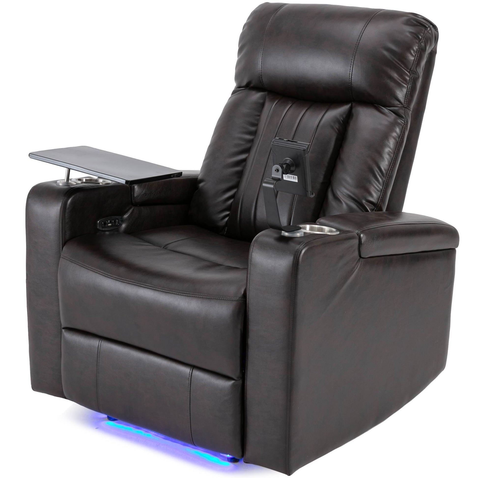 Power Recliner With Storage Arms, Cupholders, Swivel Tray Table And Cell Phone Stand - Brown - Best Buy Furniture