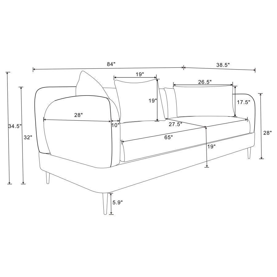 Jade - Chenille Upholstered Modern Track Arm Sofa