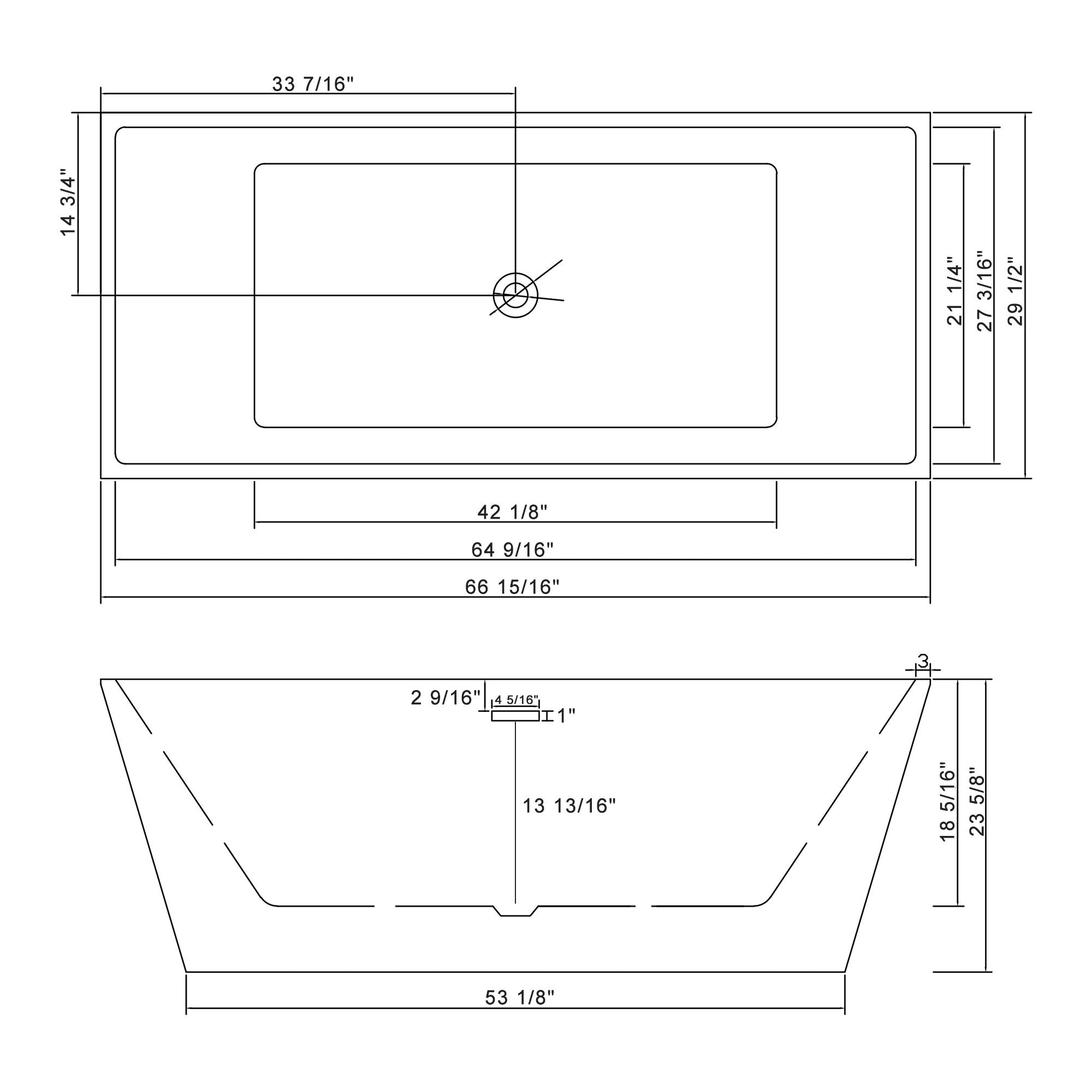 Glossy Freestanding Soaking Tub With Drain, Spacious Stand Alone Bathtub For Bathrooms - Glossy White