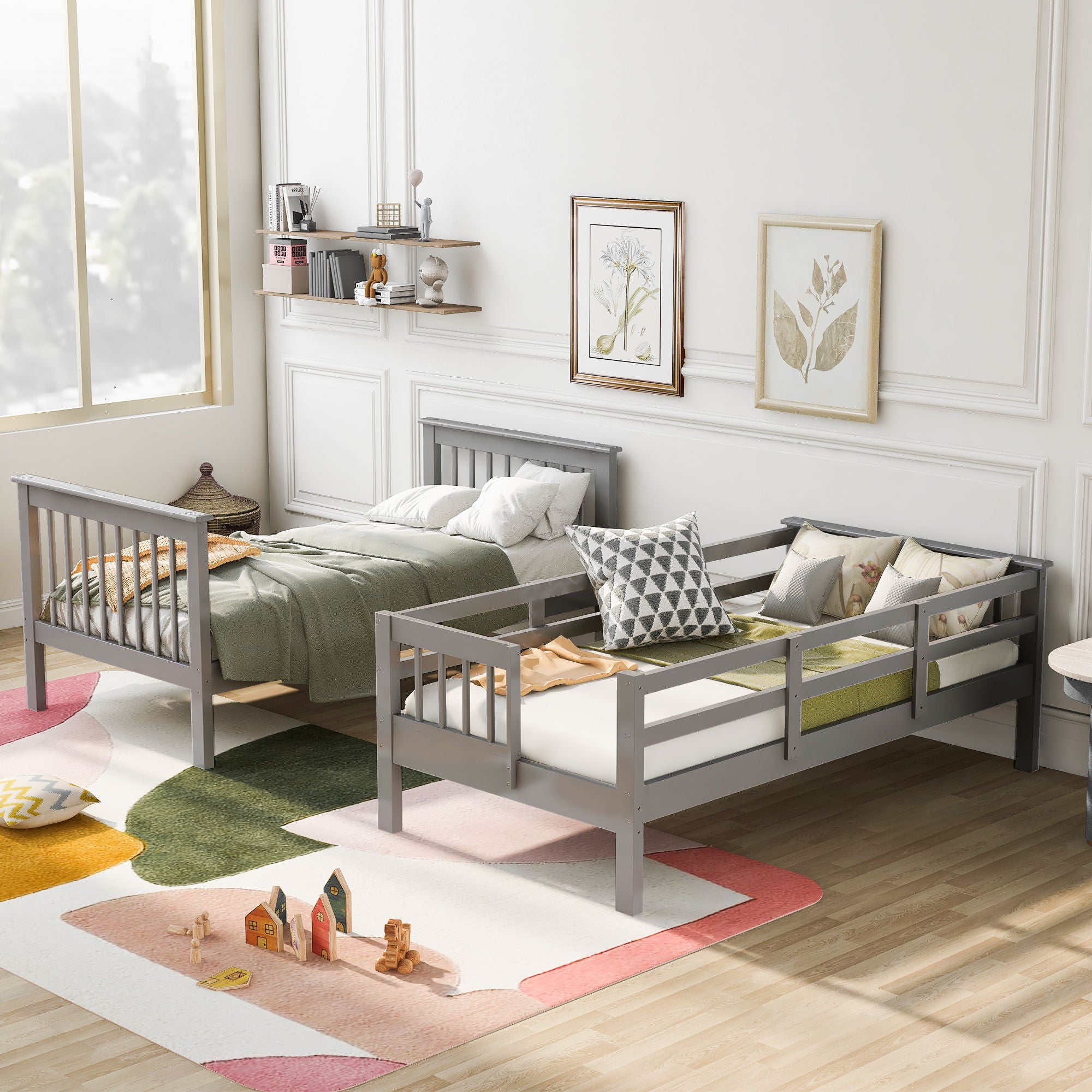 Stairway Bunk Bed With Storage And Guard Rail For Bedroom
