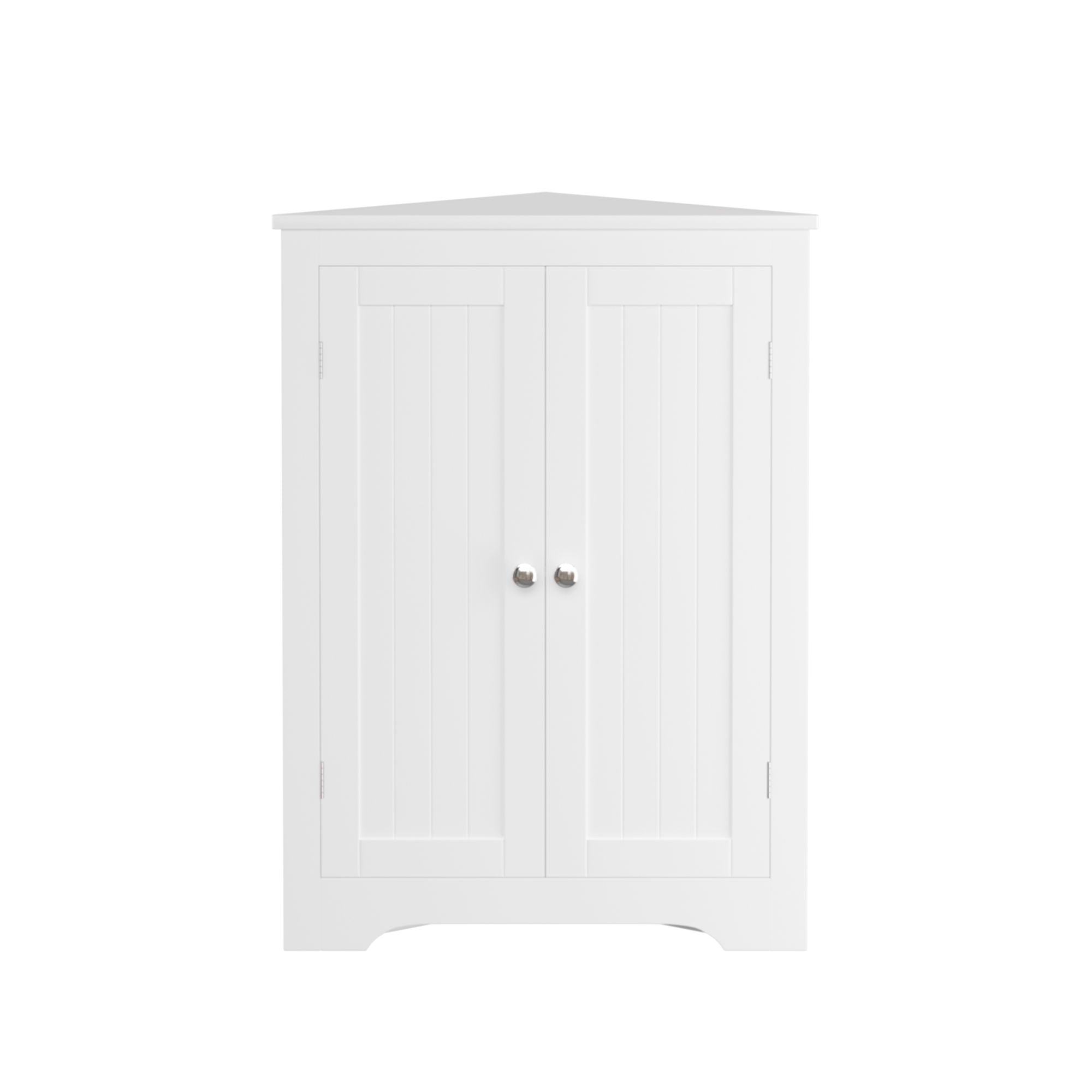 Corner Cabinet With 2 Doors And Adjustable Shelves, Freestanding Narrow Storage Organizer For Bathroom - White
