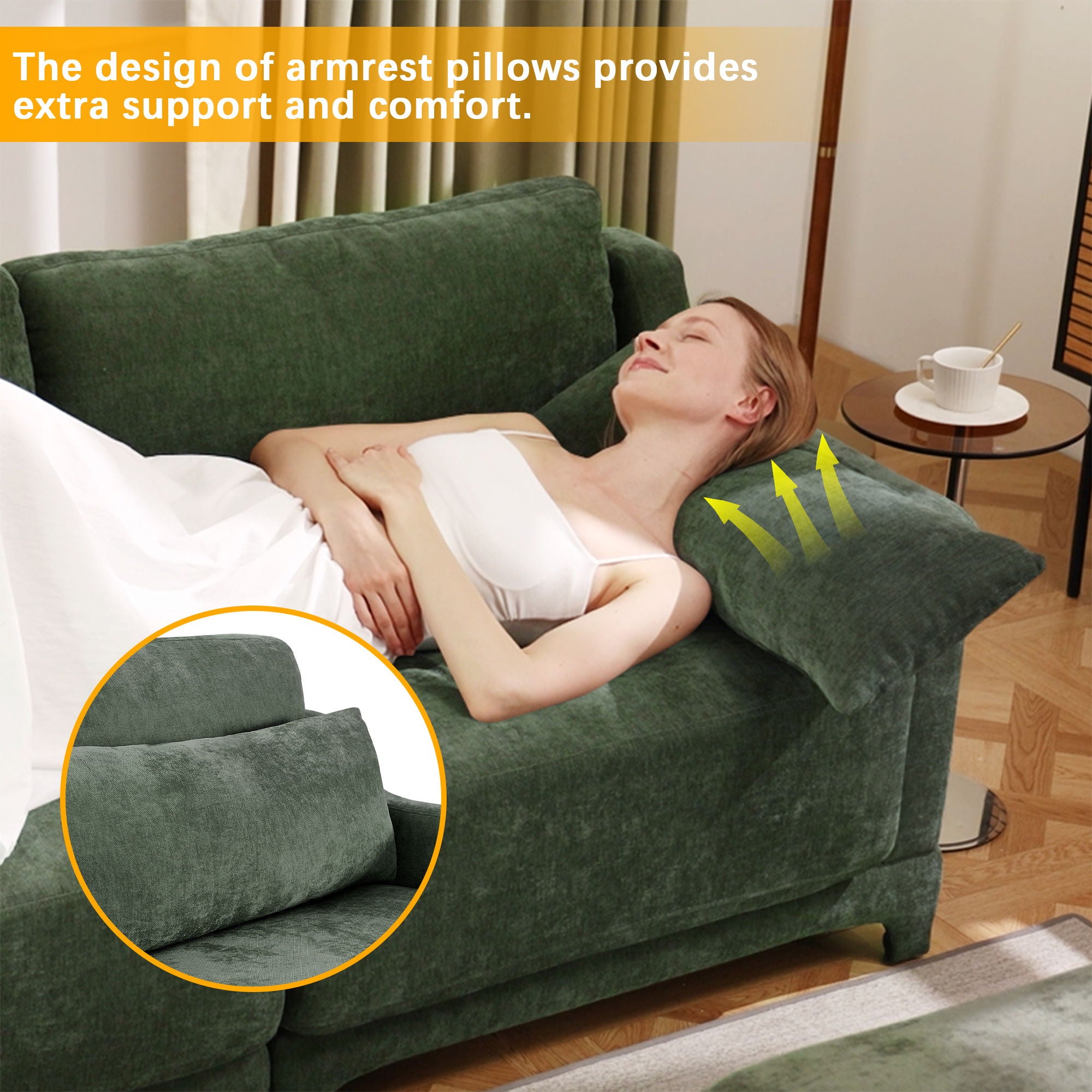 Elegant Sofa With Ergonomic Design And Lumbar Pillows