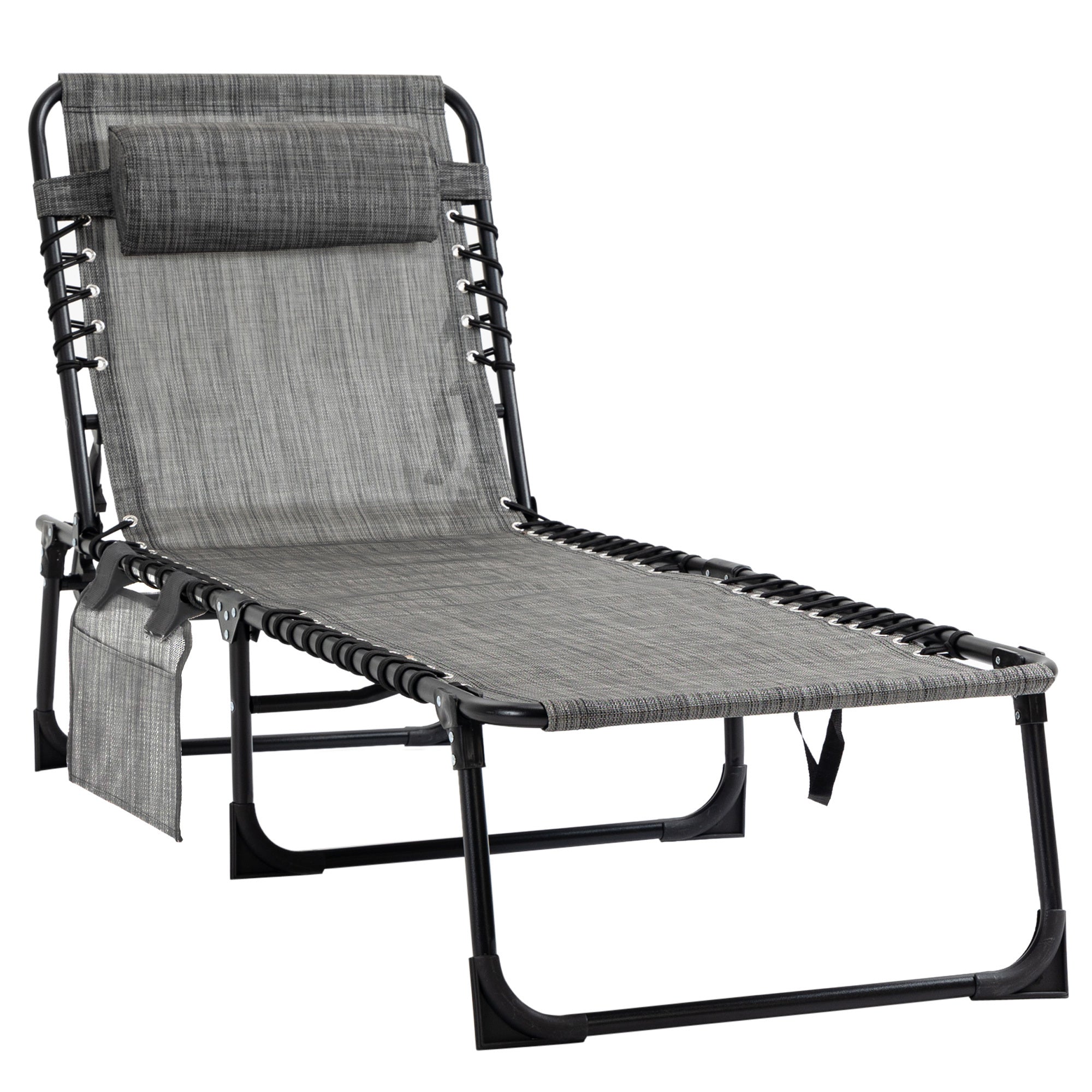Outsunny Adjustable Reclining Chaise Lounge Chair, Portable Patio Chair, Grey