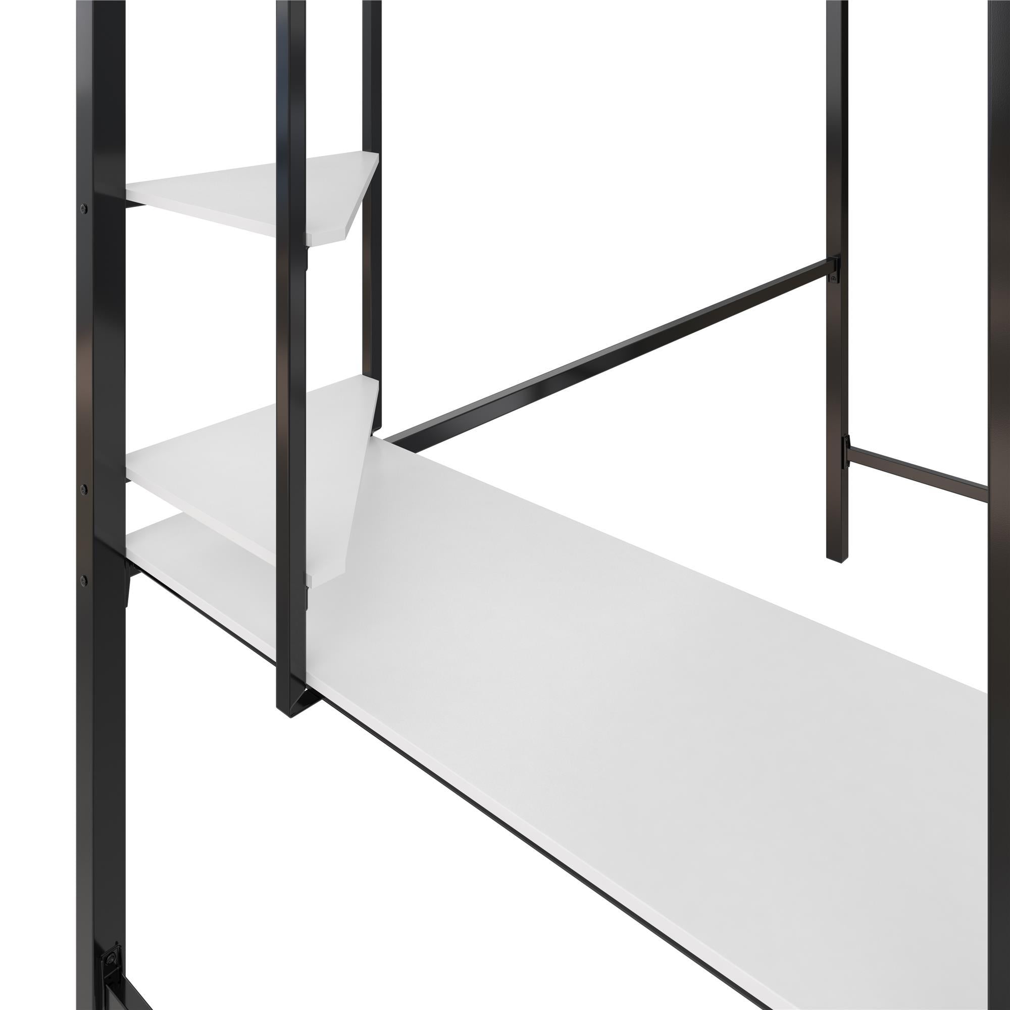 Axel - Twin Loft Bed With Desk & Shelves - Black