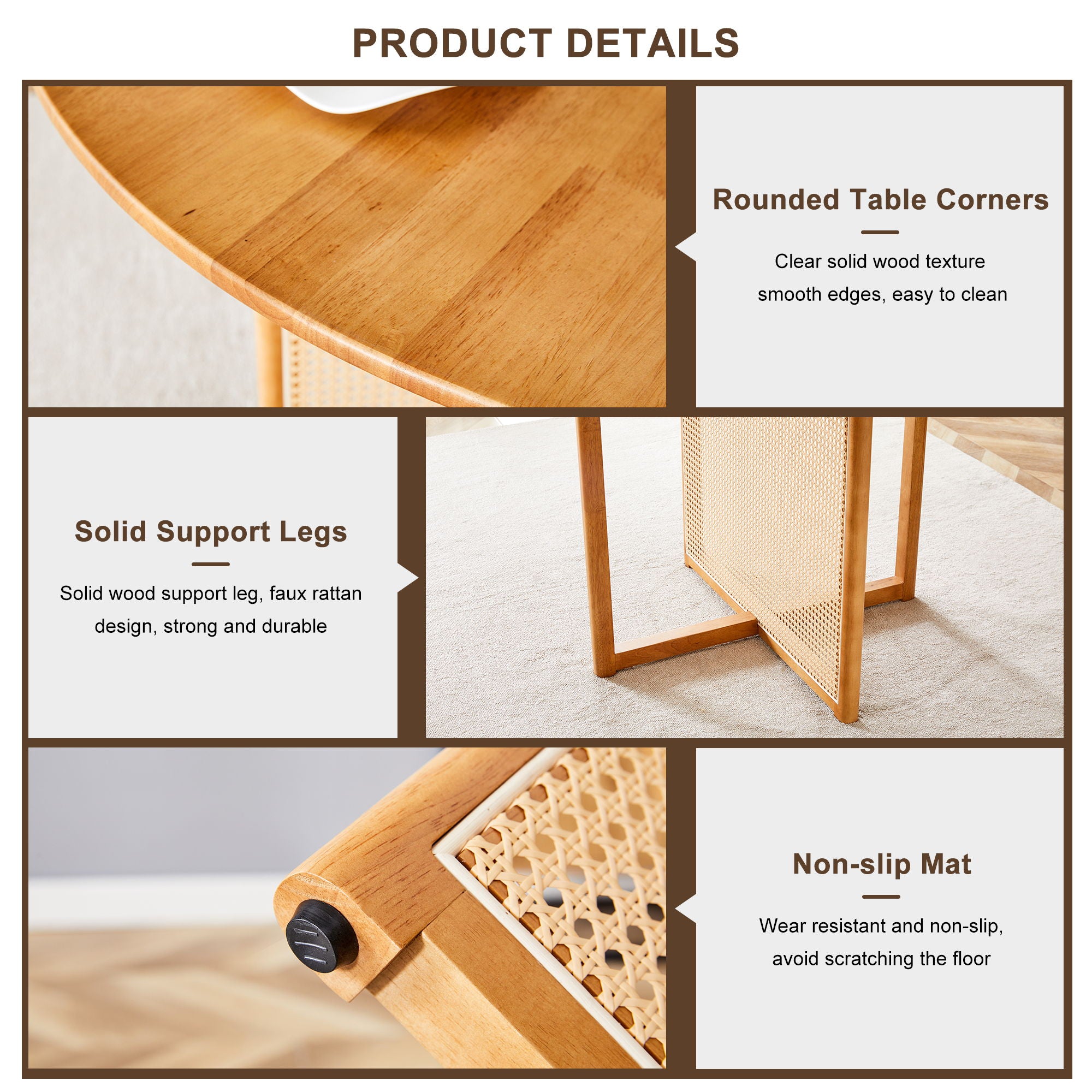 Chinese Countryside Retro Solid Wood Round Table, Simple Modern Imitation Rattan Table - Wood