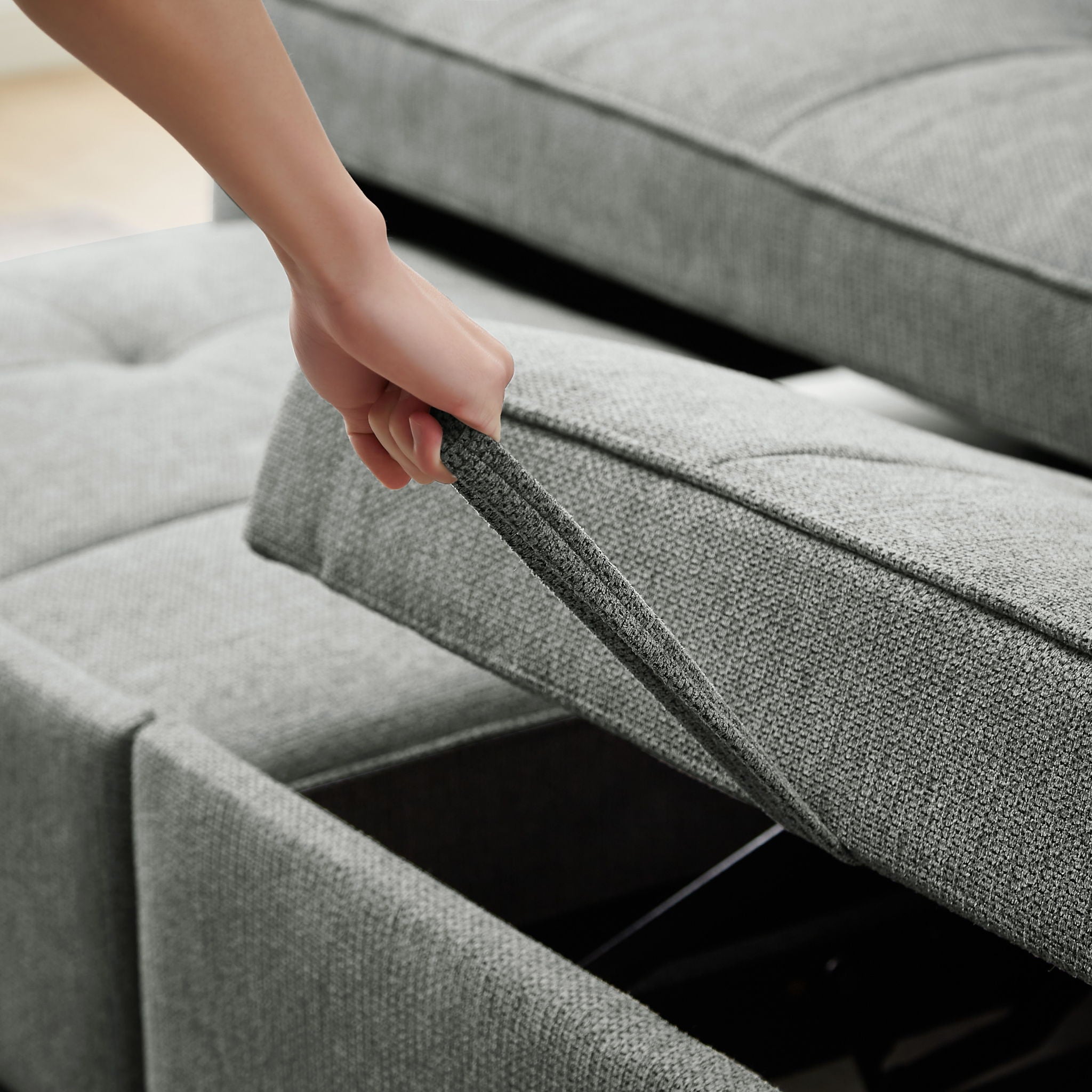 3 In 1 Convertible Sleeper Sofa Bed, Reclining Backrest, Pillows, Pockets