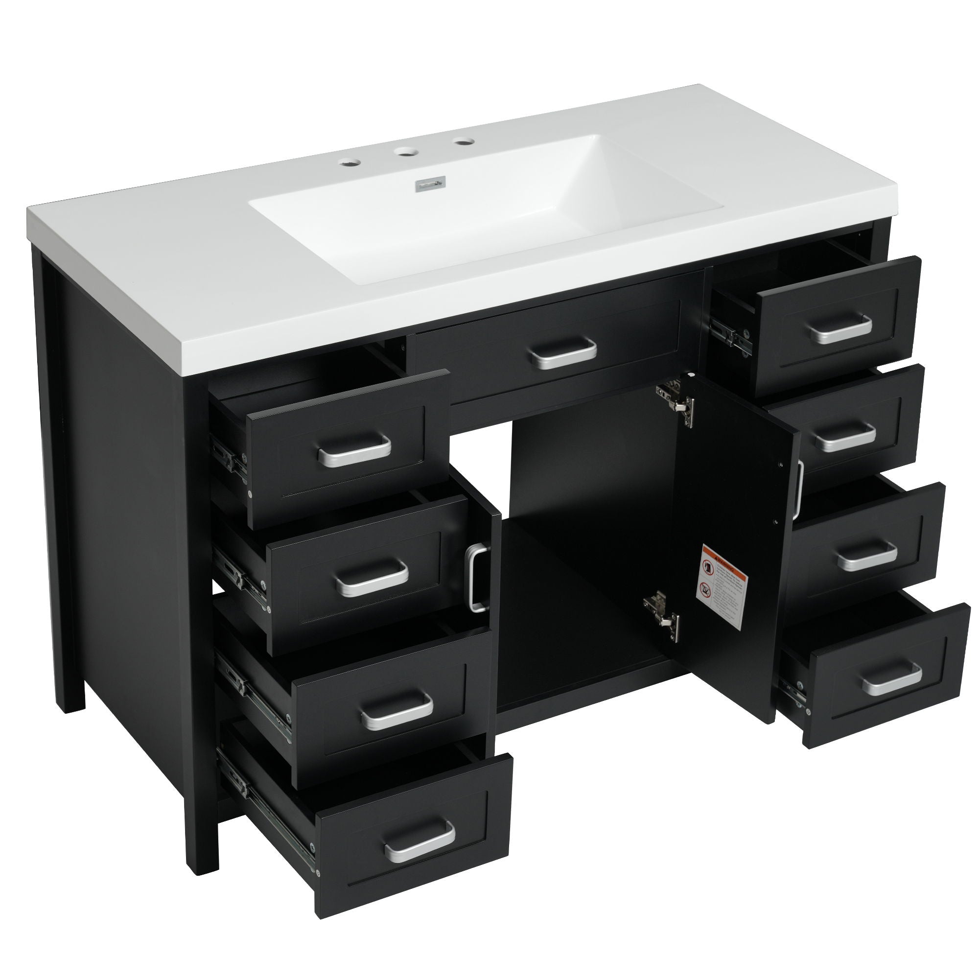 Bathroom Vanity With Sink, 2 Doors 8 Drawers, Soft Close System, Classic Design