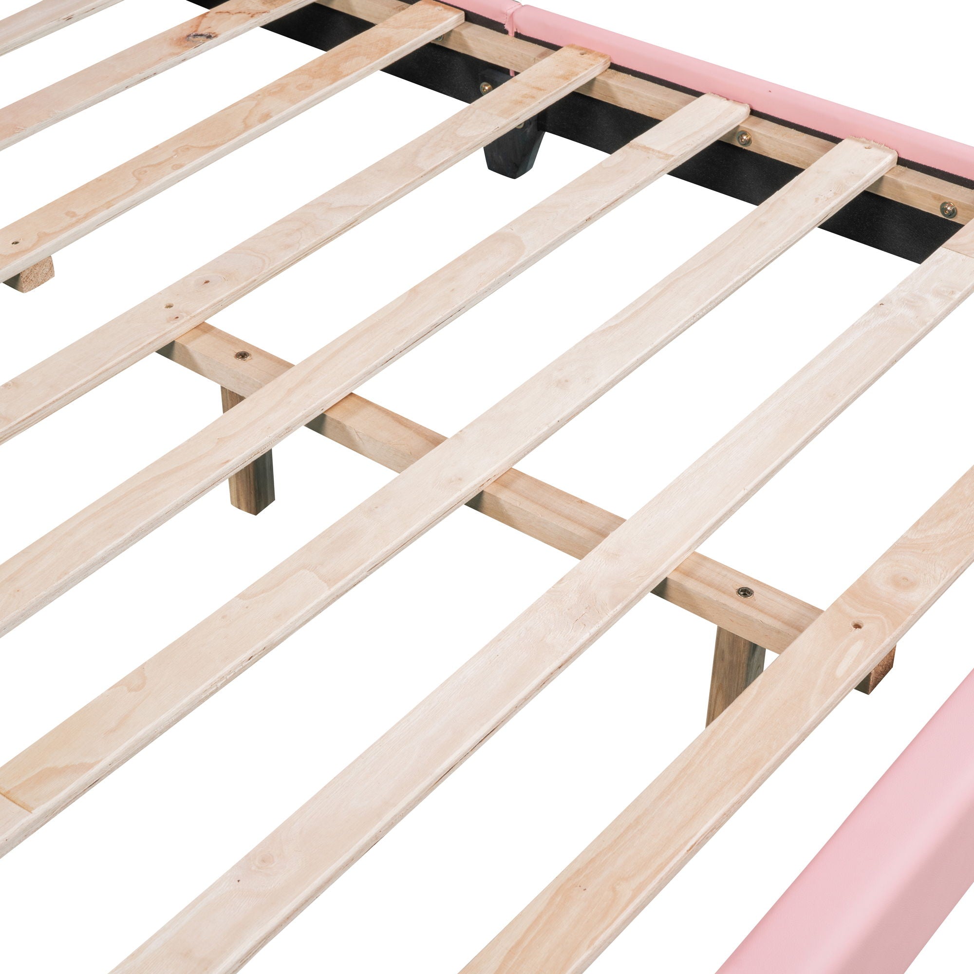Upholstered Leather Platform Bed With Rabbit Ornament