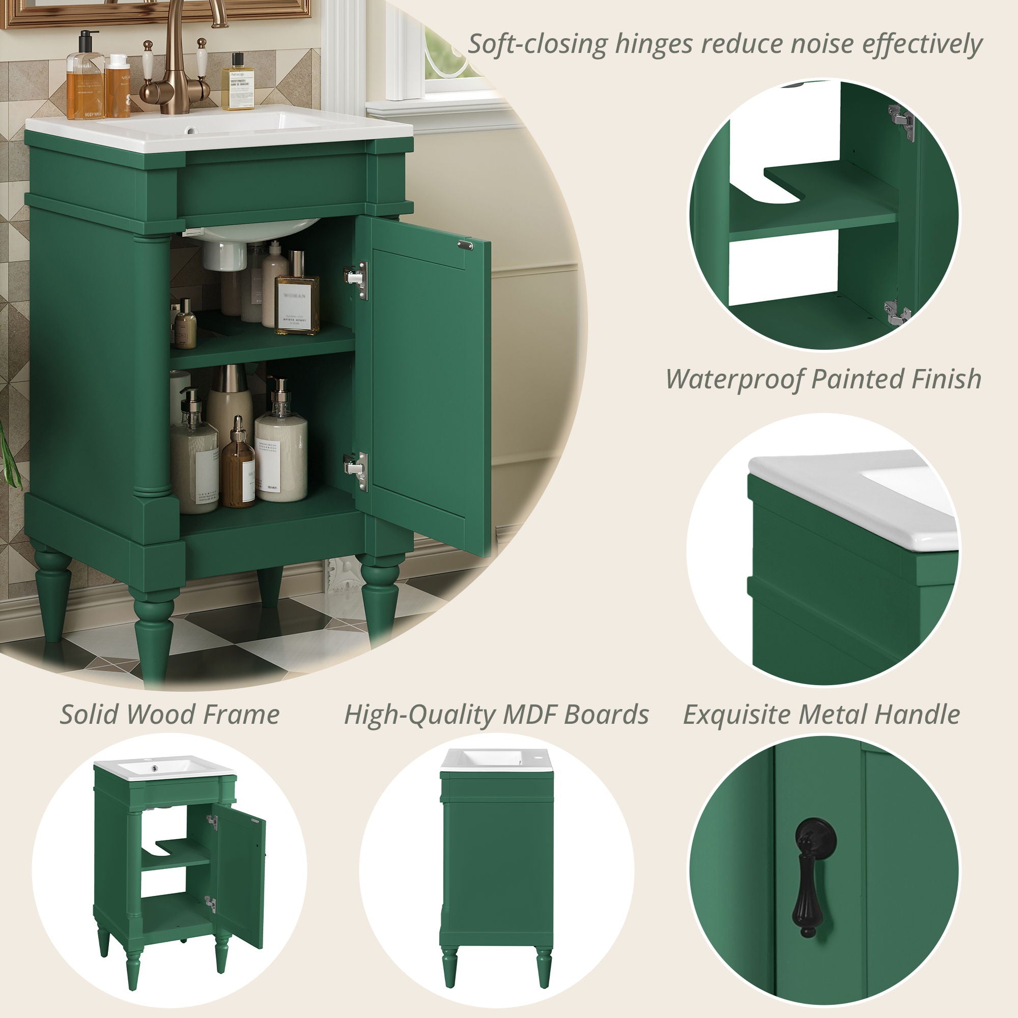 Bathroom Vanity With Sink, Storage Cabinet With Door, Drop In Sink, Compact Freestanding Design