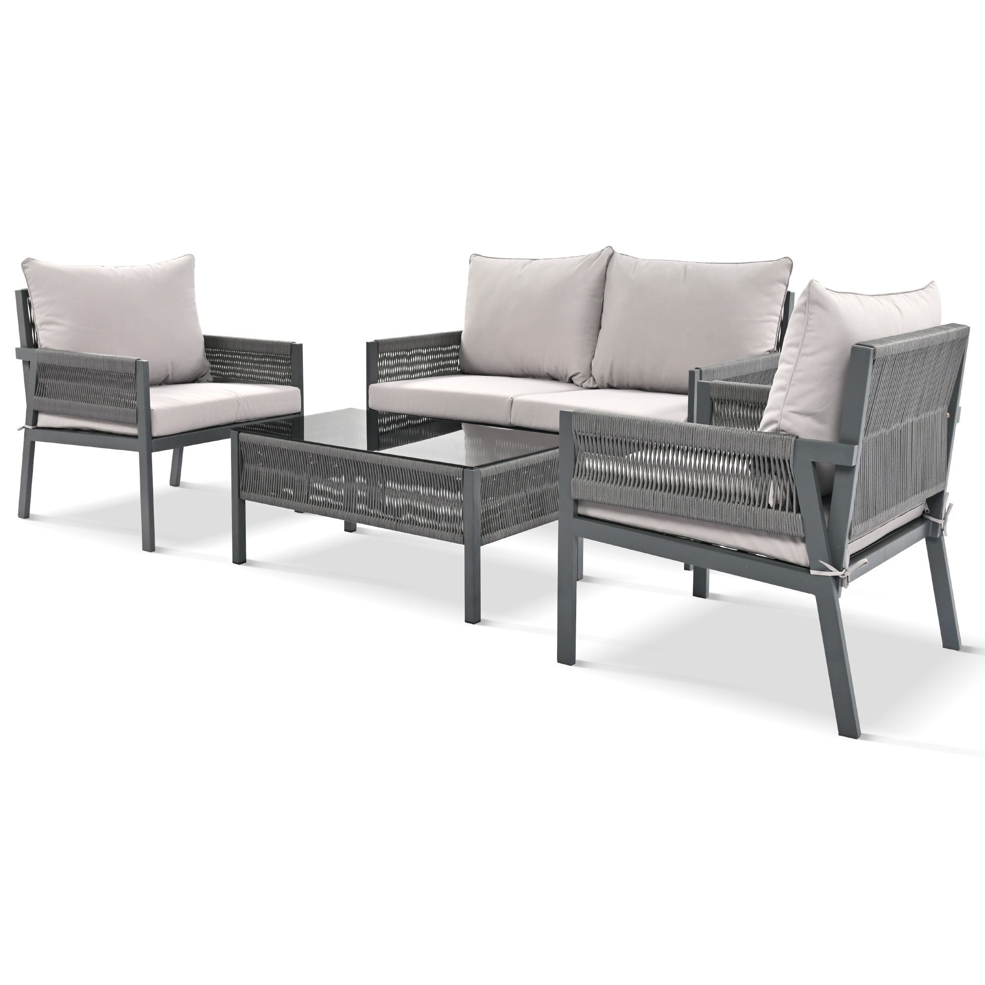 4-Piece Boho-Inspired Outdoor Rope Lounge Set