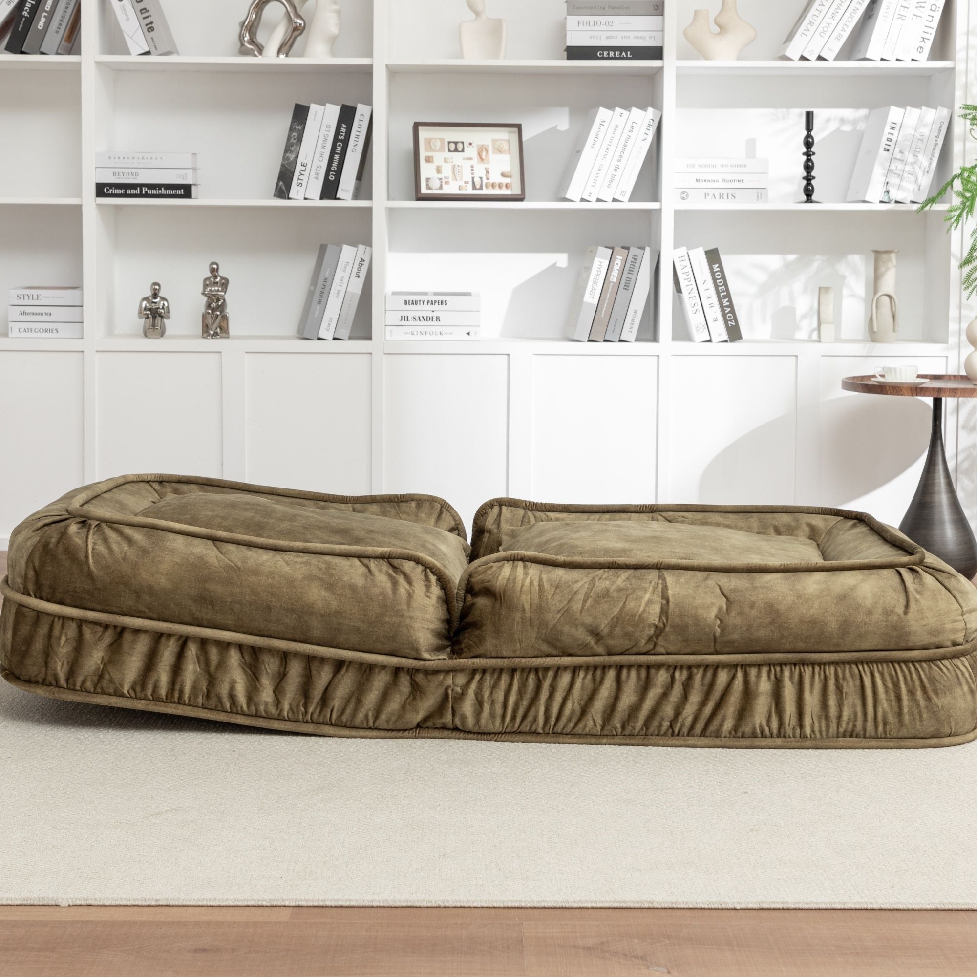 Upholstered Human Dog Bed And Pets, Bean Bag Floor Sofa With Massage Pillow, 5 Adjustable Positions & 2 Soft Pillows