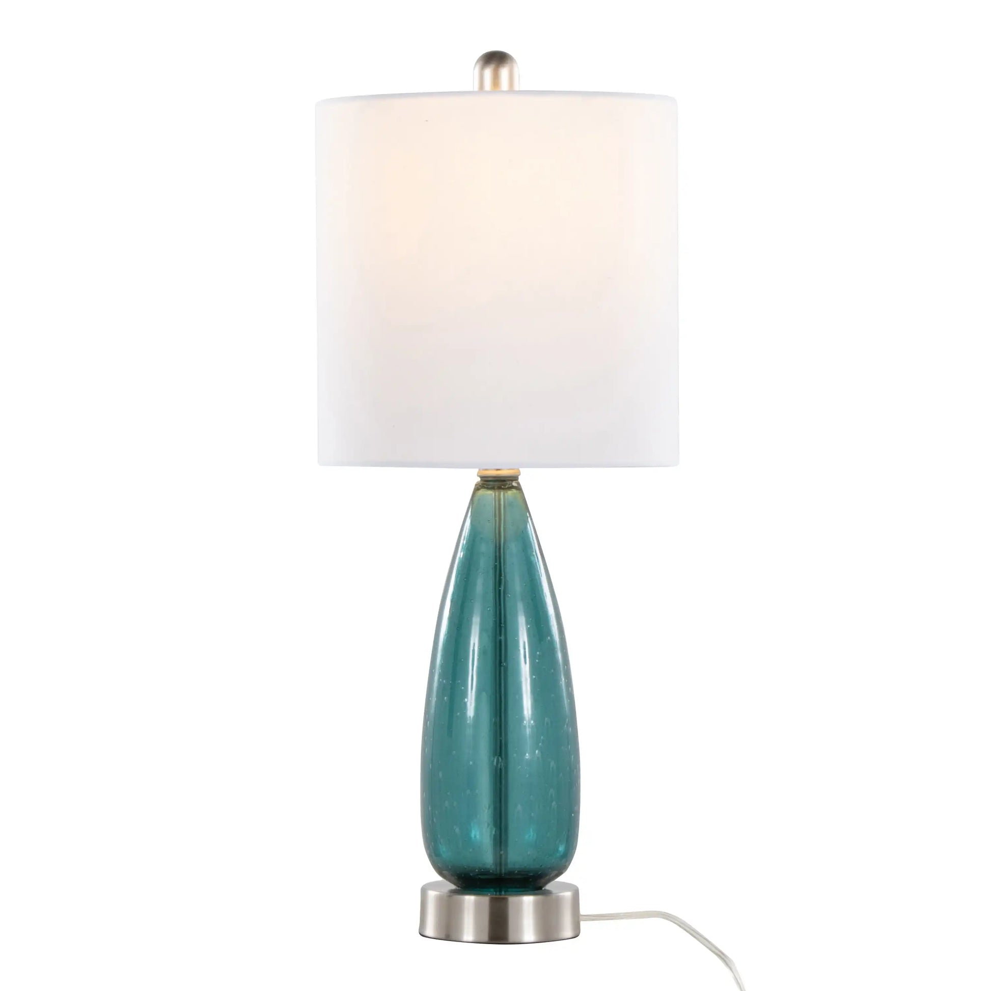 Bottega - Contemporary Table Lamp (Set of 2) - Sapphire Blue / Nickel / White - Best Buy Furniture