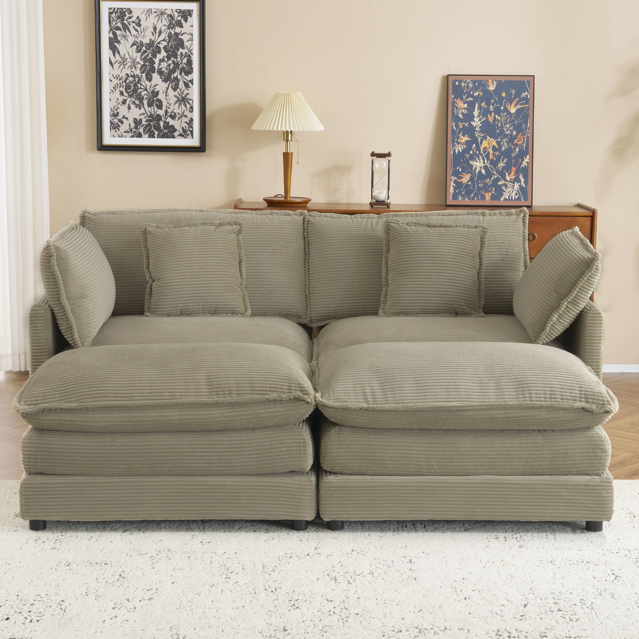 Modern Modular Sectional Sofa With Side Storage Pockets For Living Room