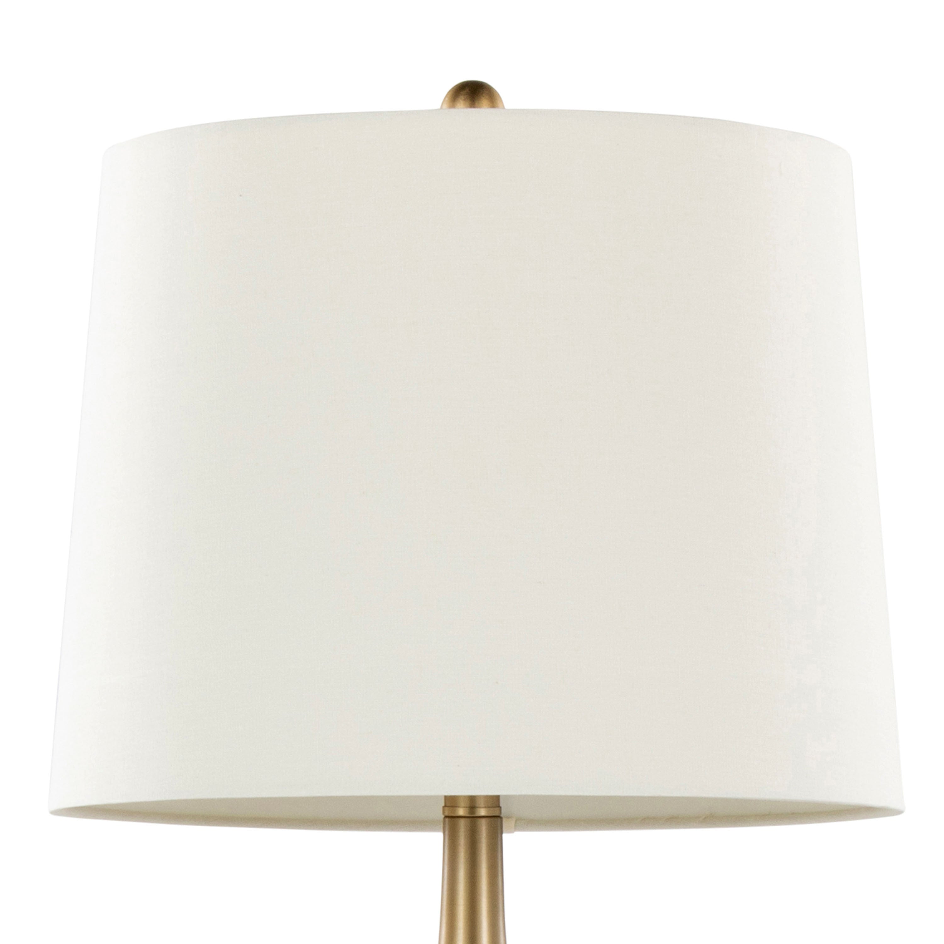 Pebble 29" Contemporary Metal Table Lamp Set in Gold with White Linen Shade - Set of 2