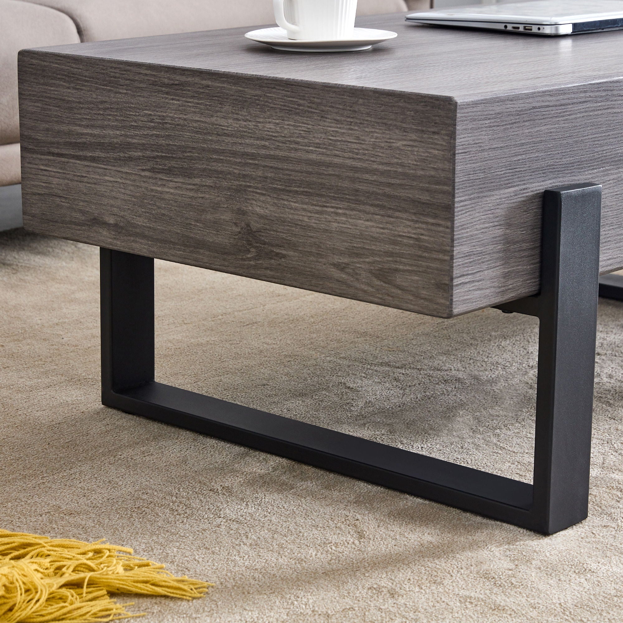 Rustic Coffee Table With Metal Legs