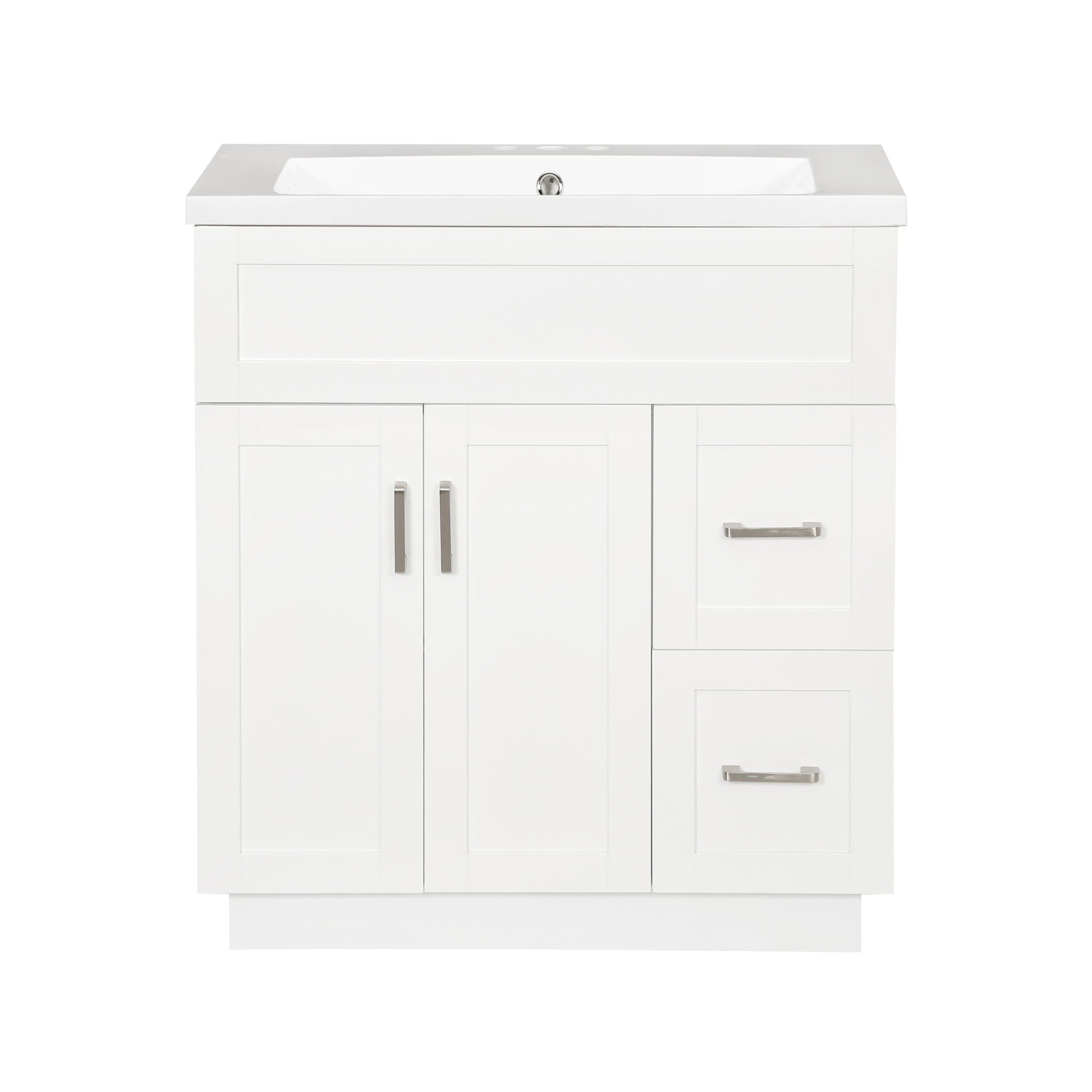 Bathroom Vanity With 2 Doors, 2 Drawers, Adjustable Shelf, Hidden Slides & Soft Close Hinges