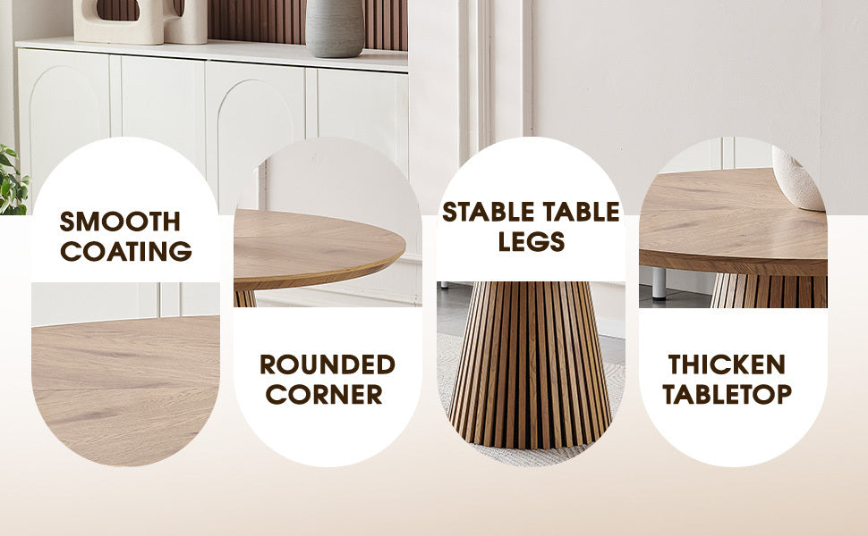 Wooden Dining Table with Oval Top and Slatted Legs