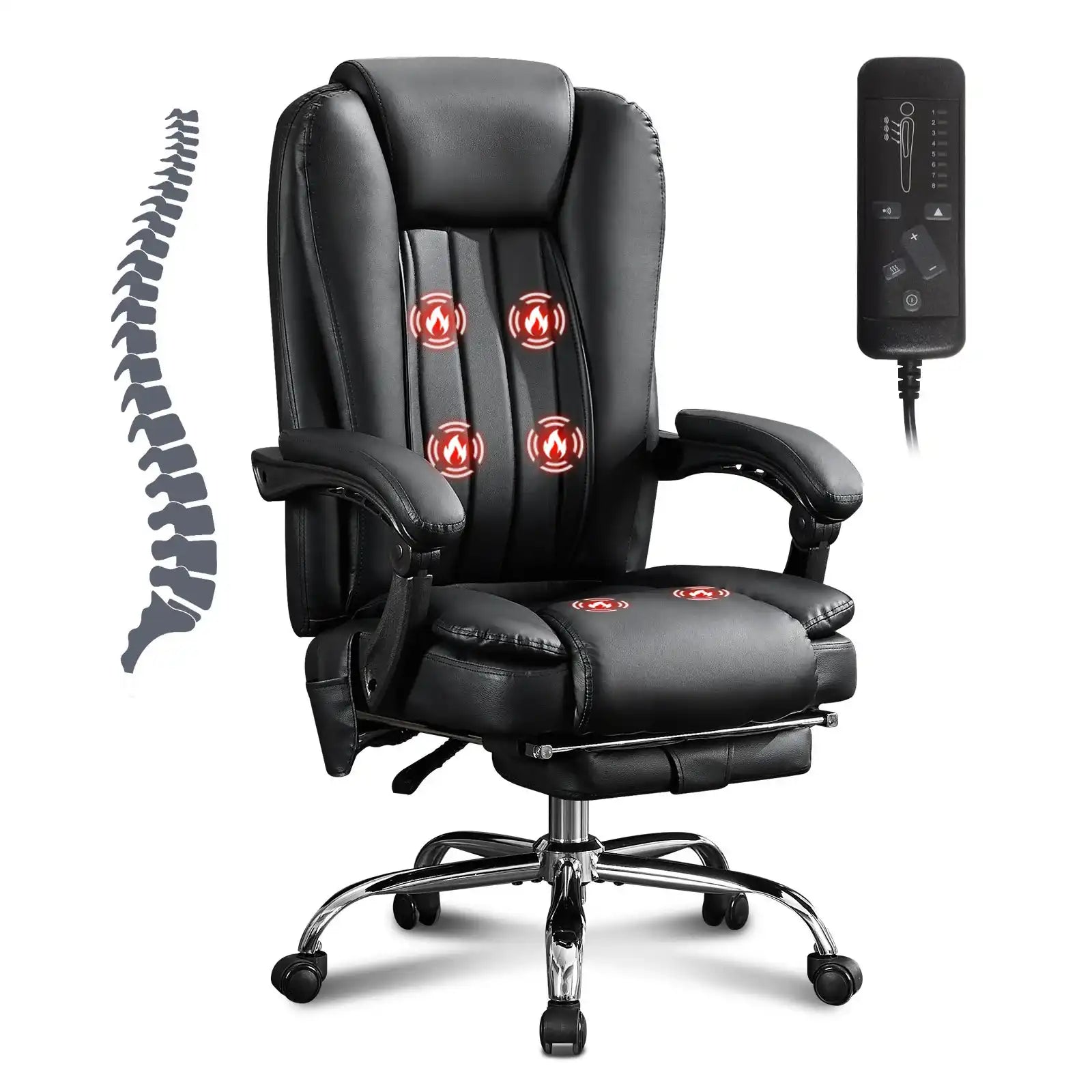 Massage Office Chair with Heat and 6 Vibration Points, with Foot Rest and Padded Armrests