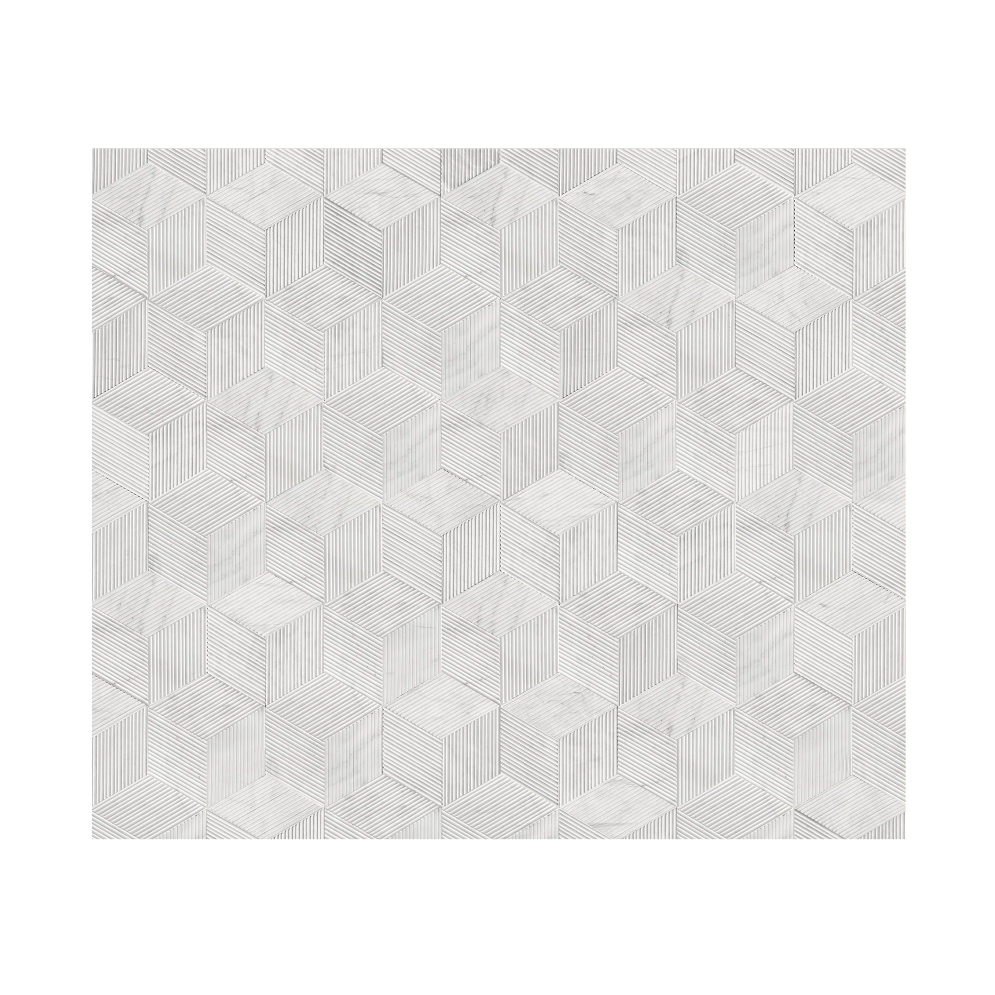 Hexagon Natural Stone Marble Tile, 3D Fluted (Set of 12)