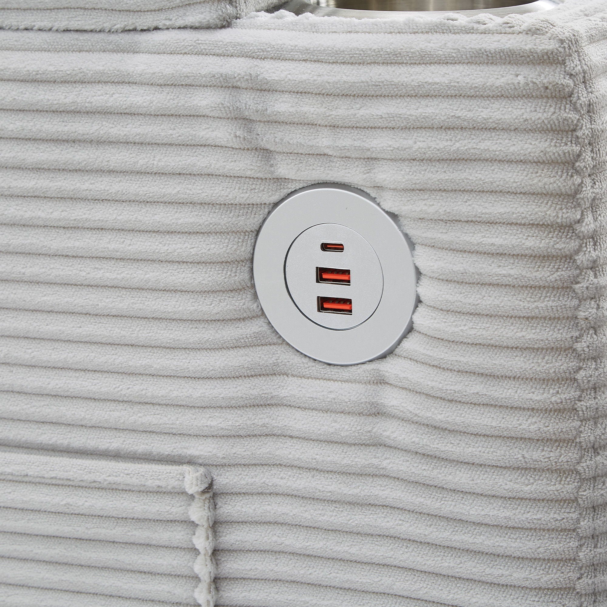 U Shaped Sectional Sofa Bed With Storage Chaise Lounges, USB Ports, And Cup Holders