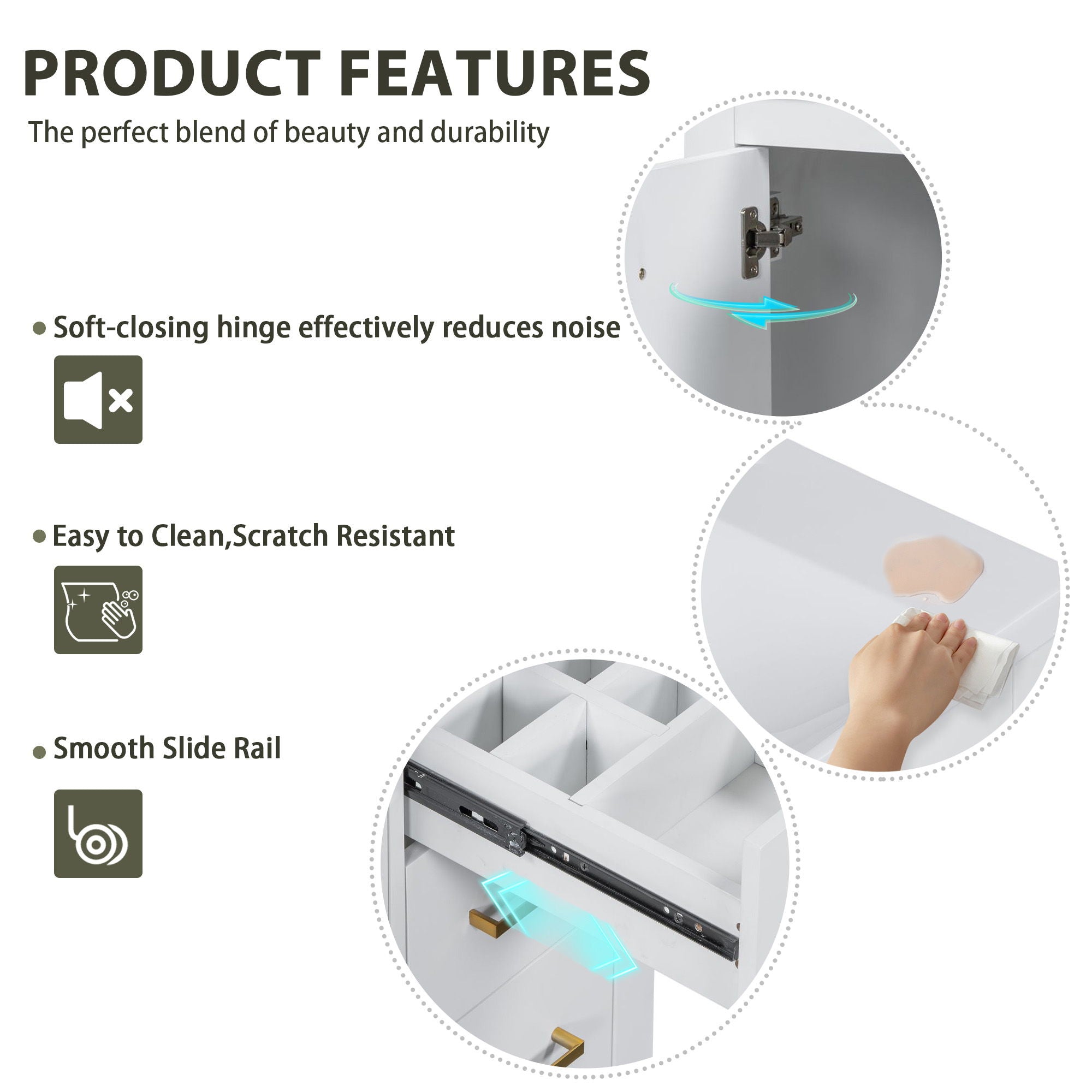 Bathroom Vanity Set With Sink, Storage Cabinet With Drawers & Soft Closing Doors