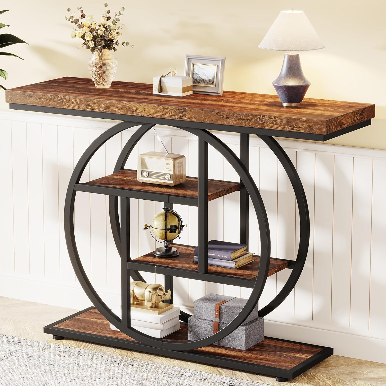 Console Table With 4 Tier Design For Living Hallway