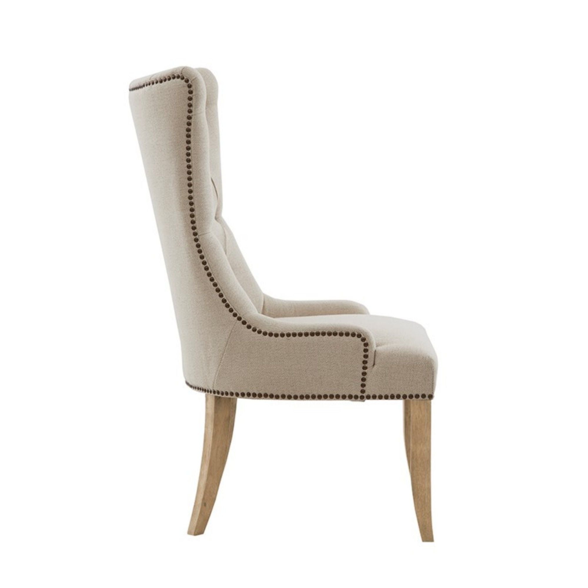 Lucas - Button Tufted Captain Accent Chair High Back - Cream